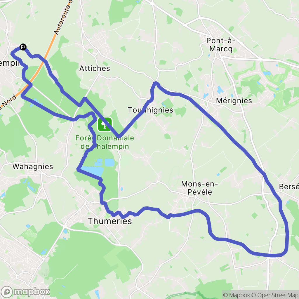 Phalempin : carte du parcours de randonnée - France
