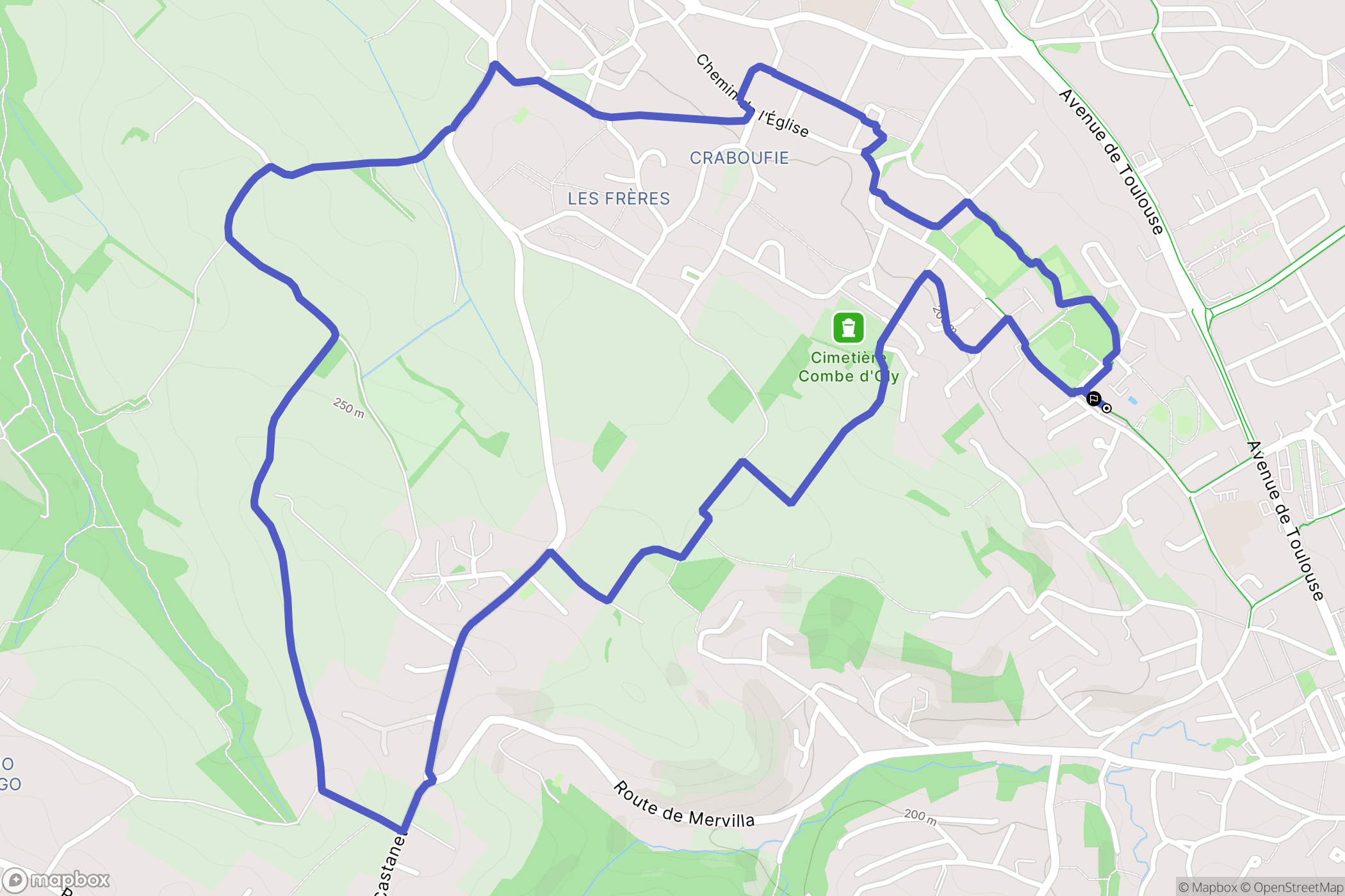 Castanet-Tolosan : carte du parcours de randonnée - France