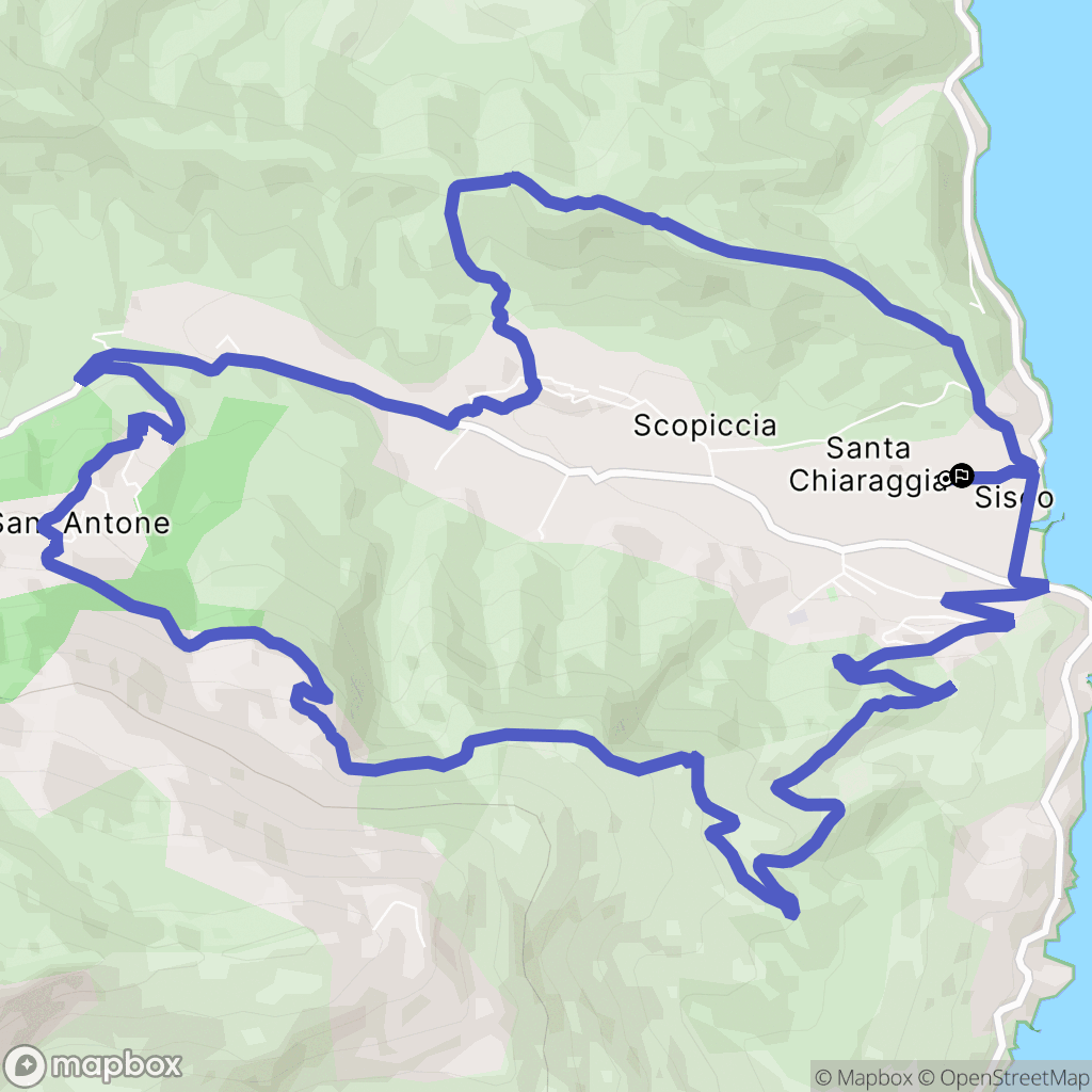 Sisco : carte du parcours de randonnée - France