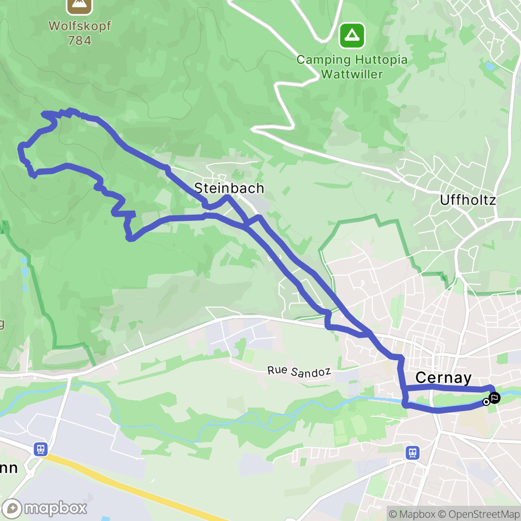 Cernay : carte du parcours de randonnée - France