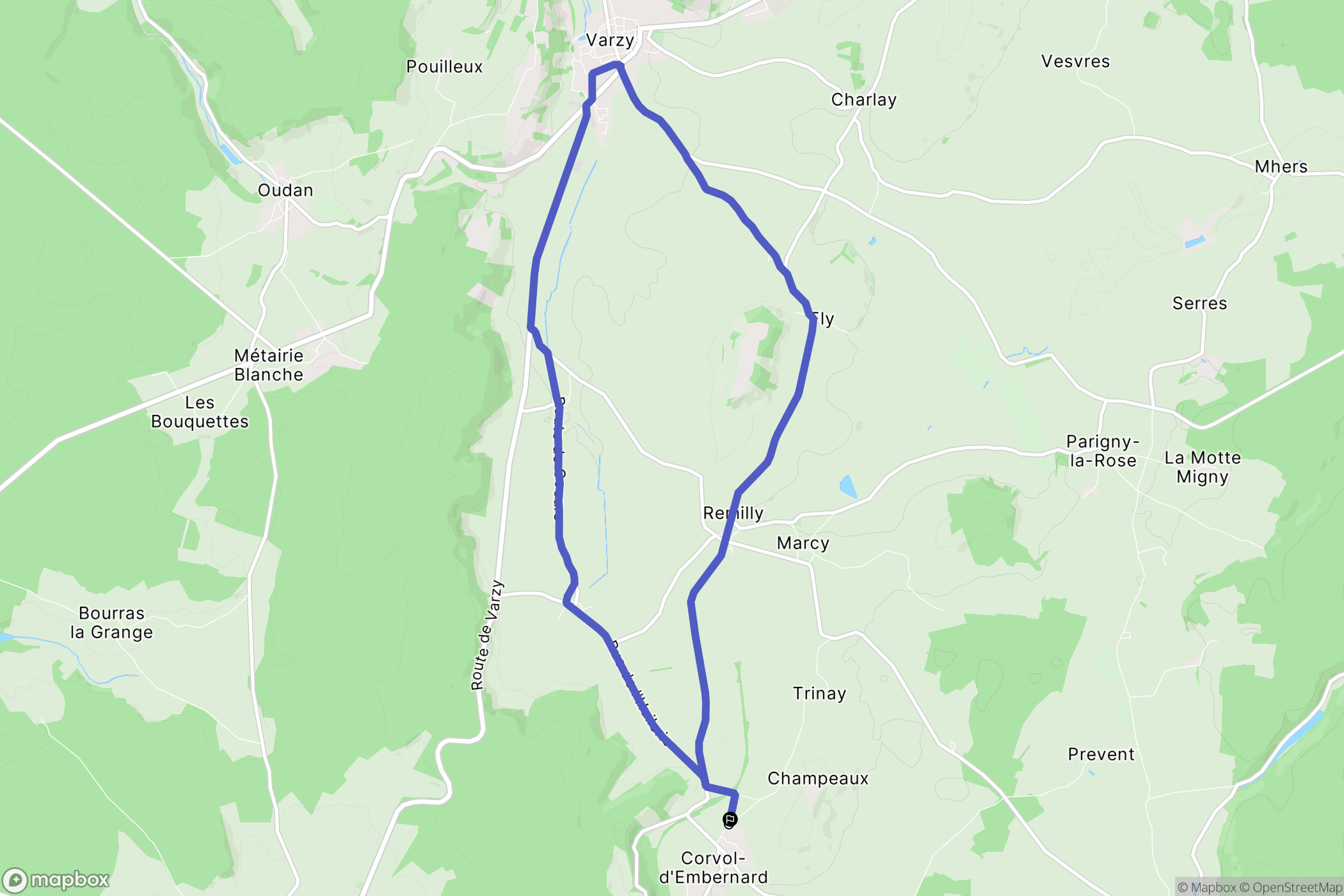 Corvol-d'Embernard : carte du parcours de randonnée - France