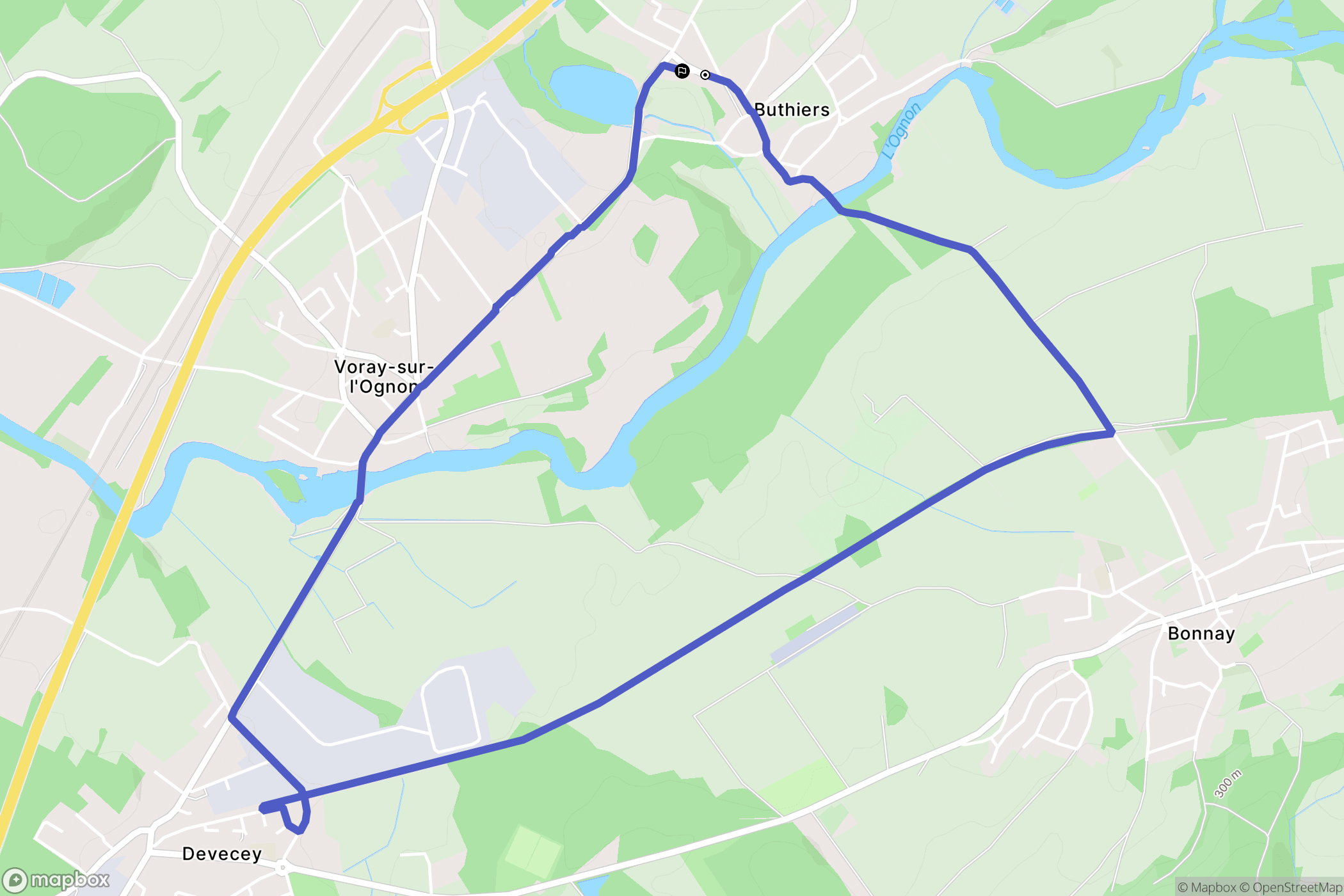 Buthiers : carte du parcours de randonnée - France