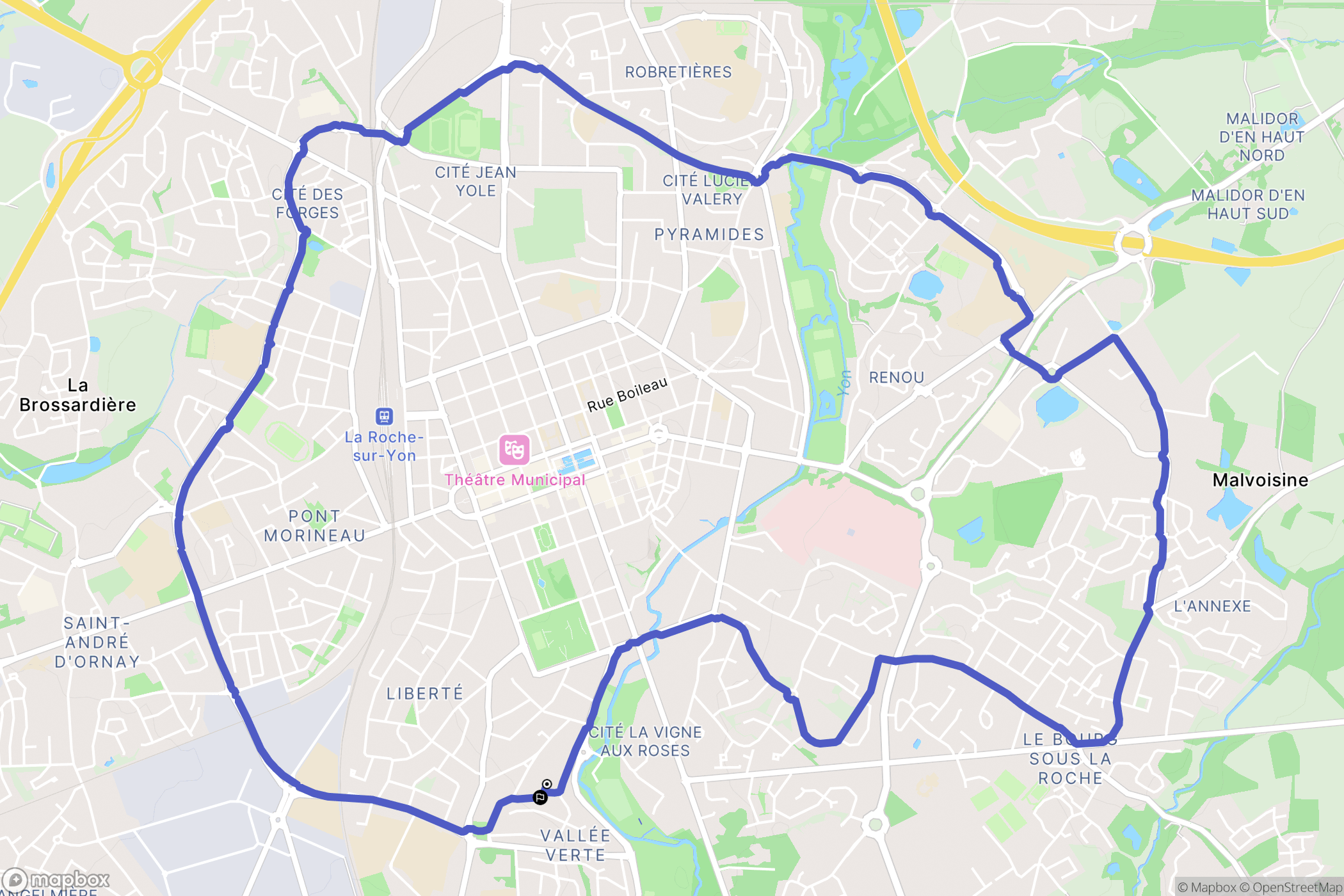 La Roche-sur-Yon : carte du parcours de randonnée - France
