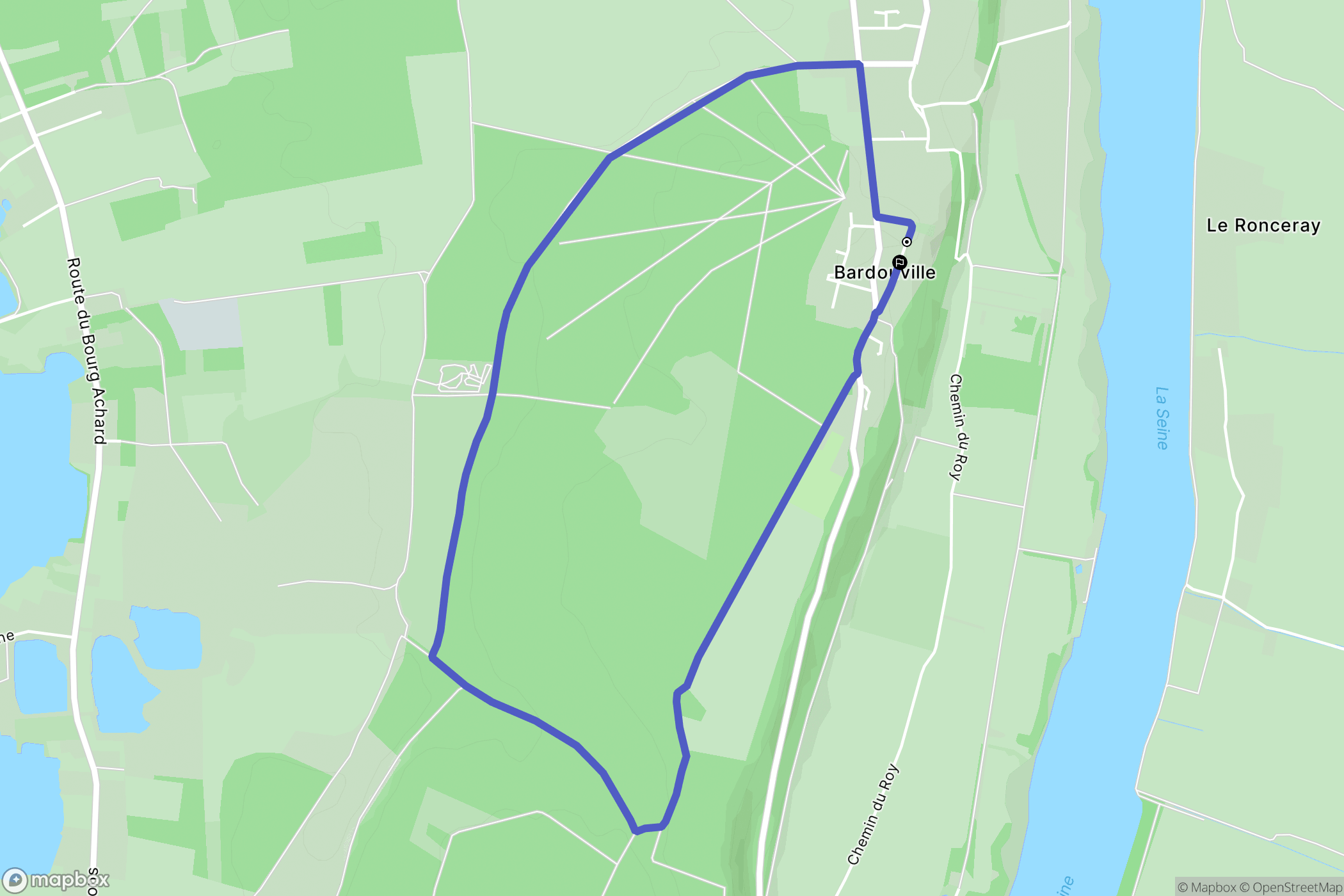 Bardouville : carte du parcours de randonnée - France