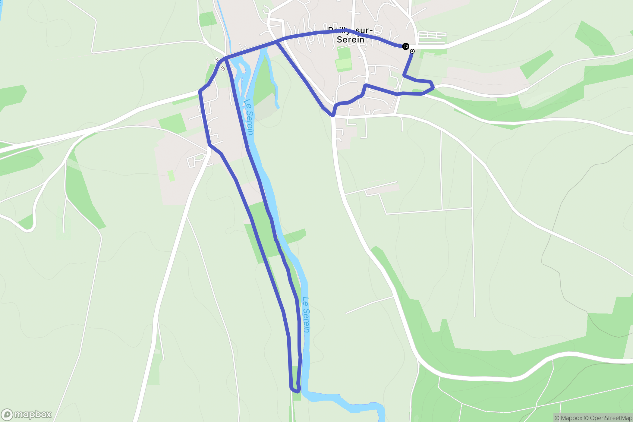 Poilly-sur-Serein : carte du parcours de randonnée - France