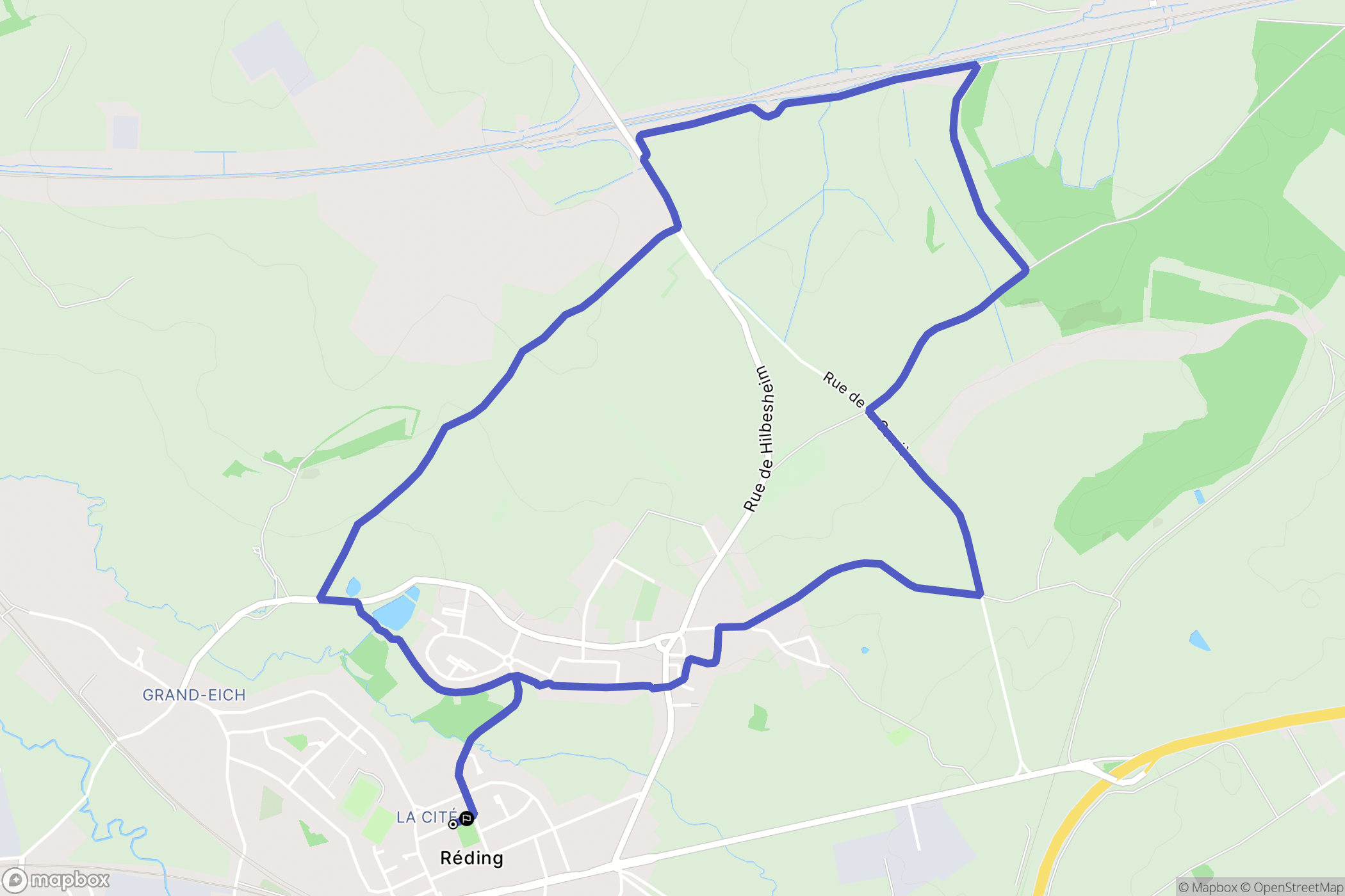 Réding : carte du parcours de randonnée - France