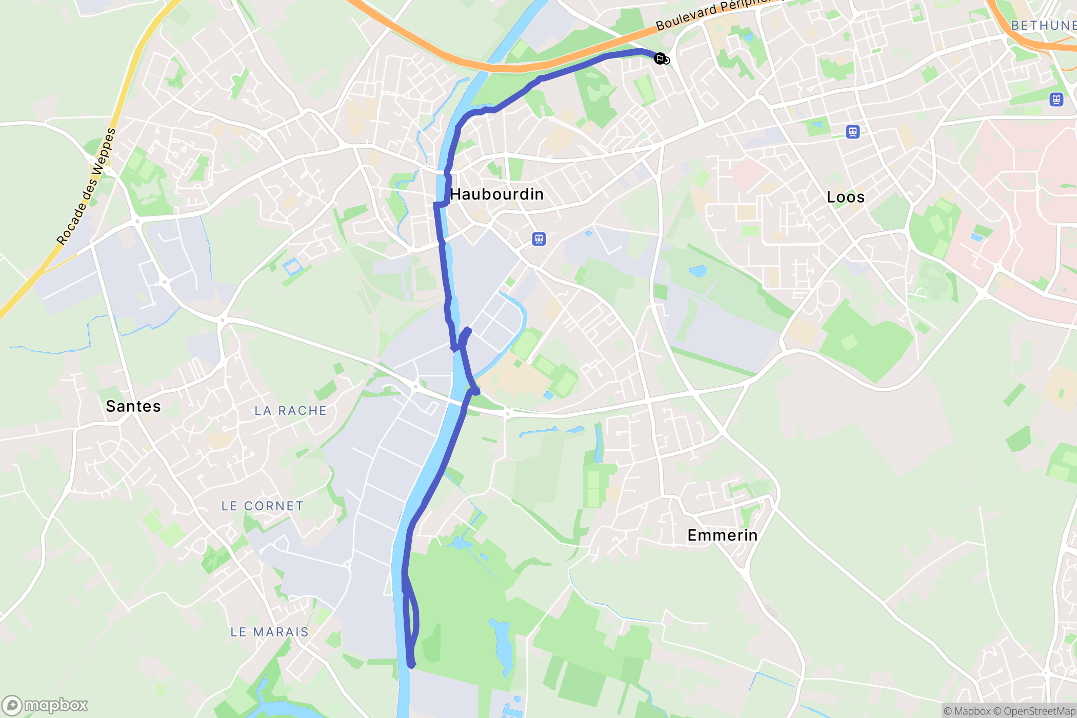 Loos : carte du parcours de randonnée - France