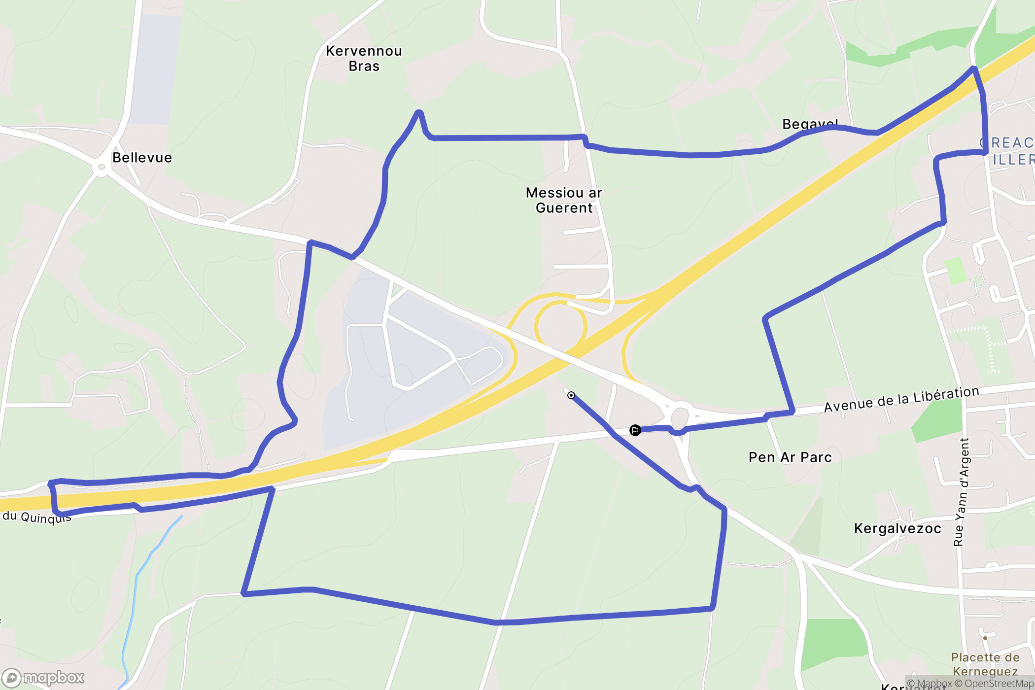 Bodilis : carte du parcours de randonnée - France