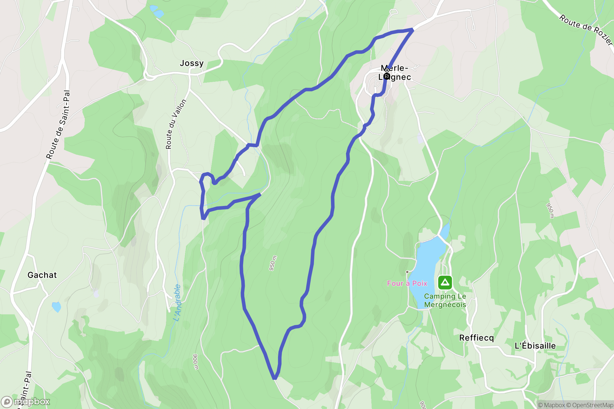 Merle-Leignec : carte du parcours de randonnée - France