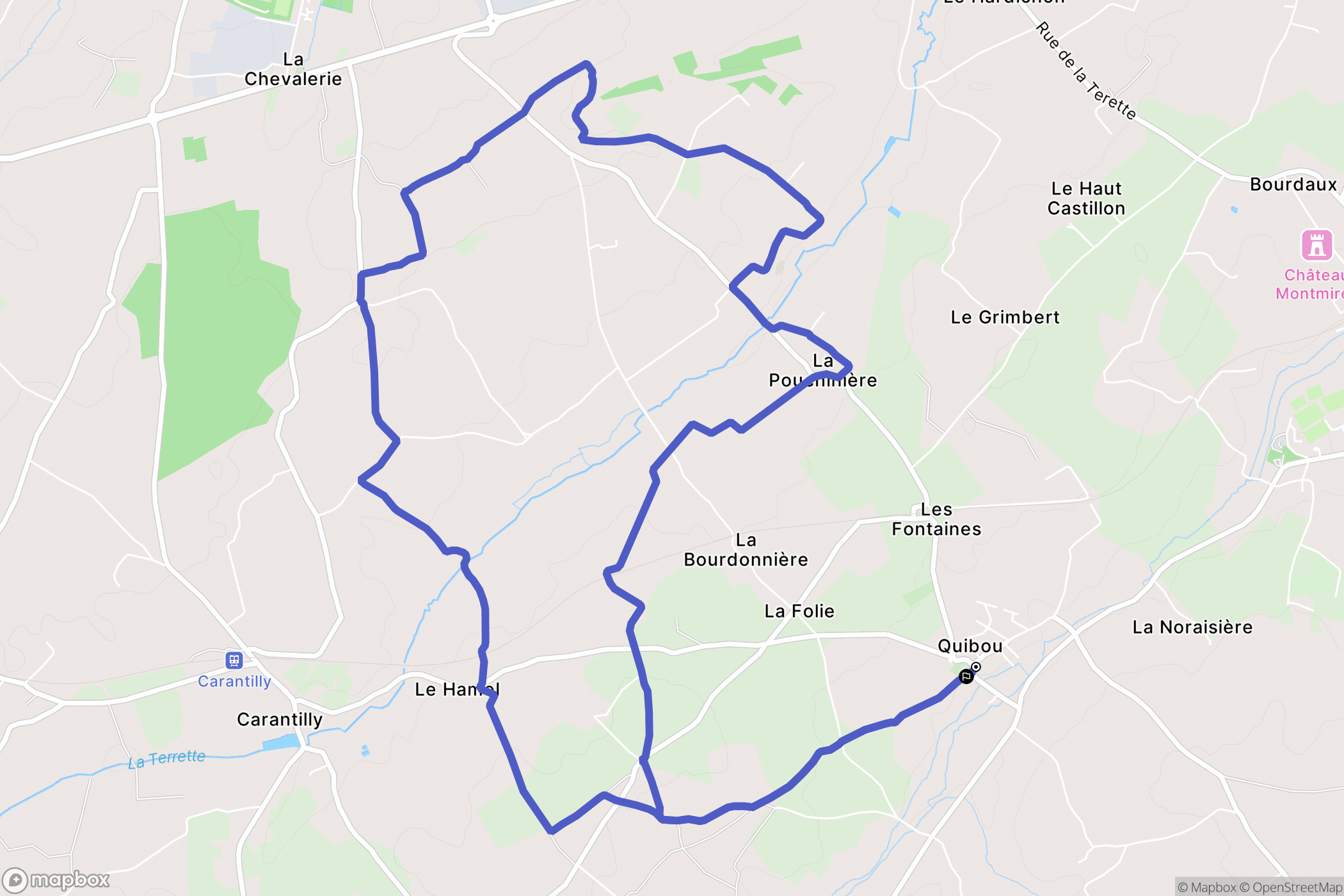 Quibou : carte du parcours de randonnée - France