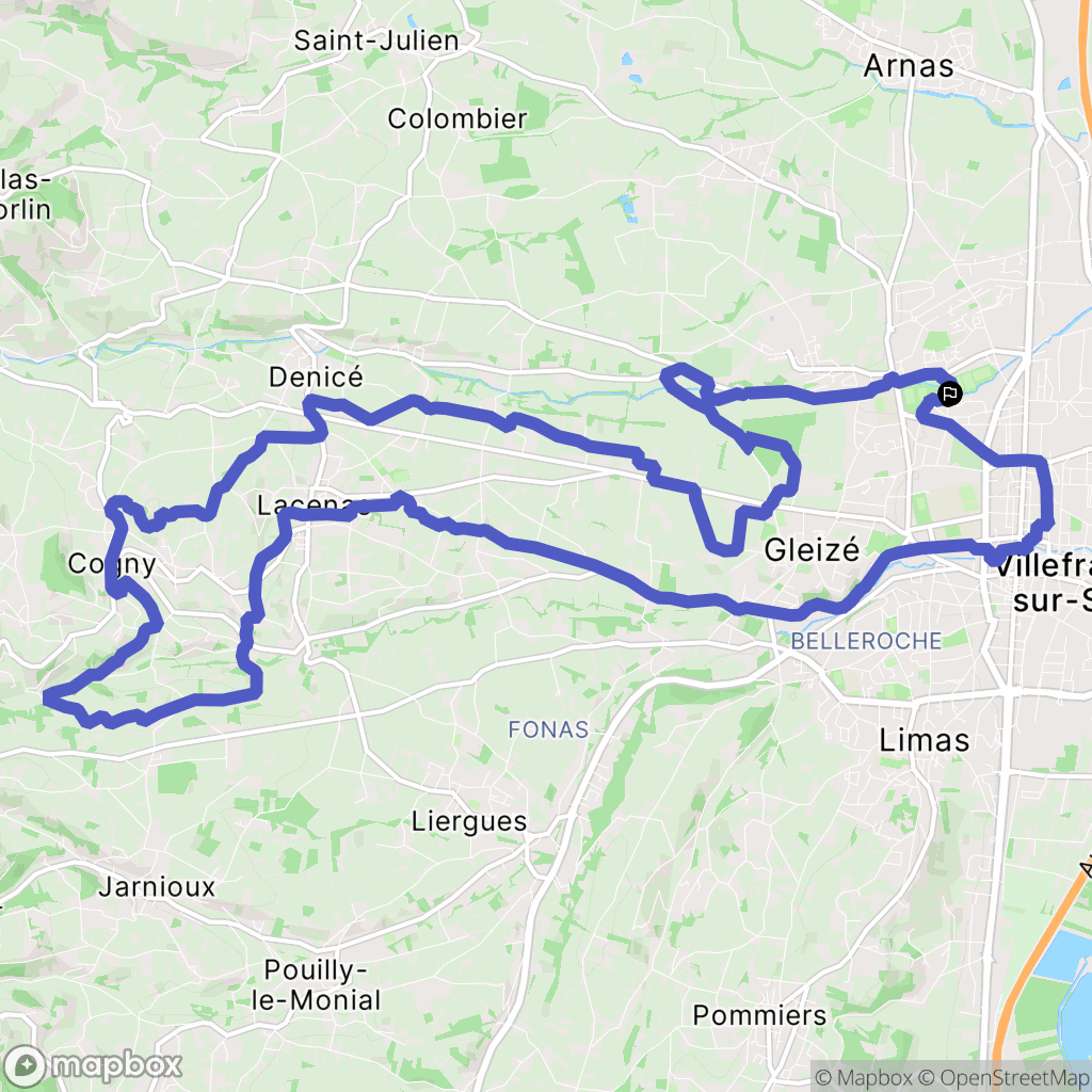 Villefranche-sur-Saône : carte du parcours de randonnée - France