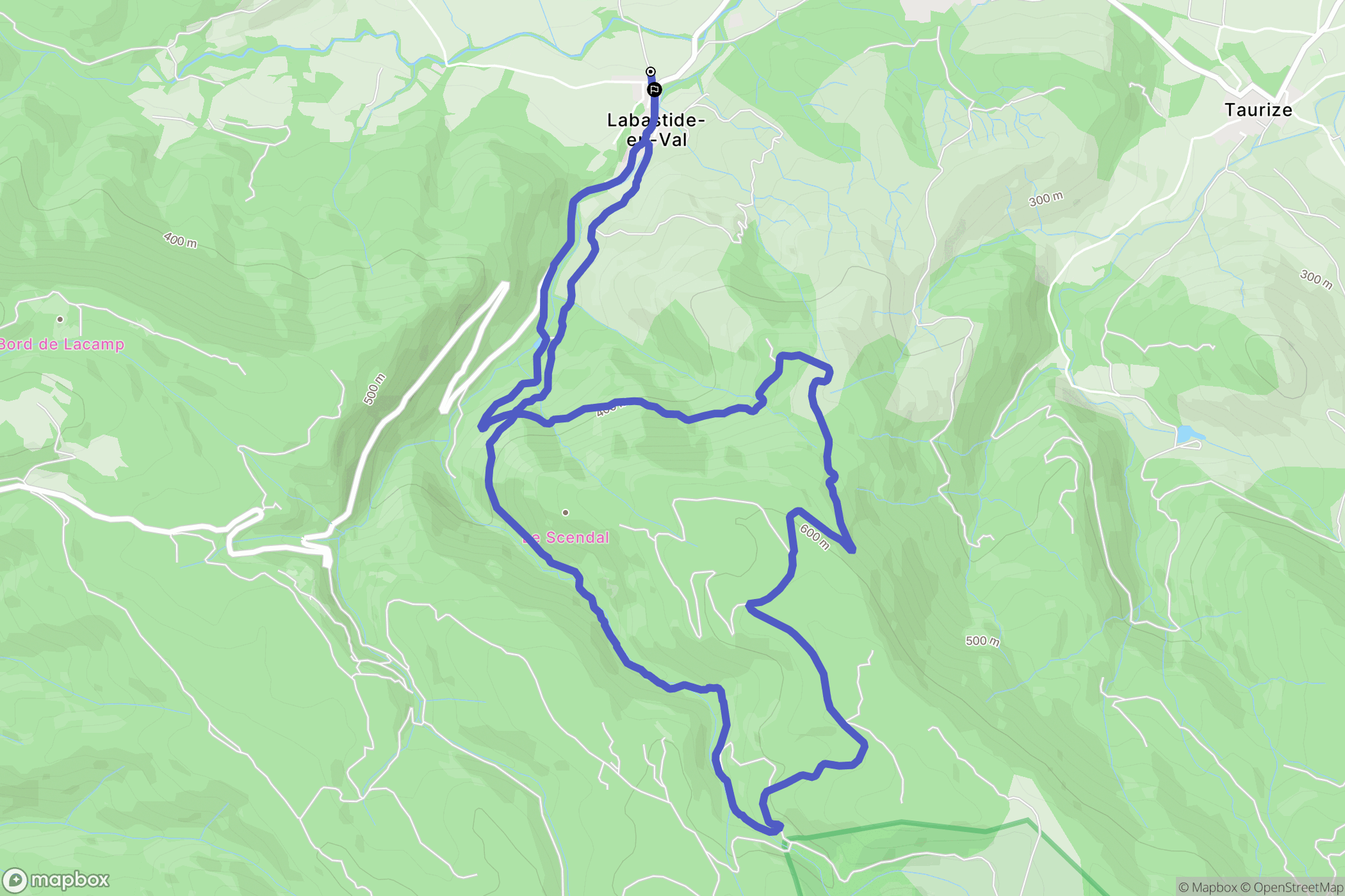 Labastide-en-Val : carte du parcours de randonnée - France