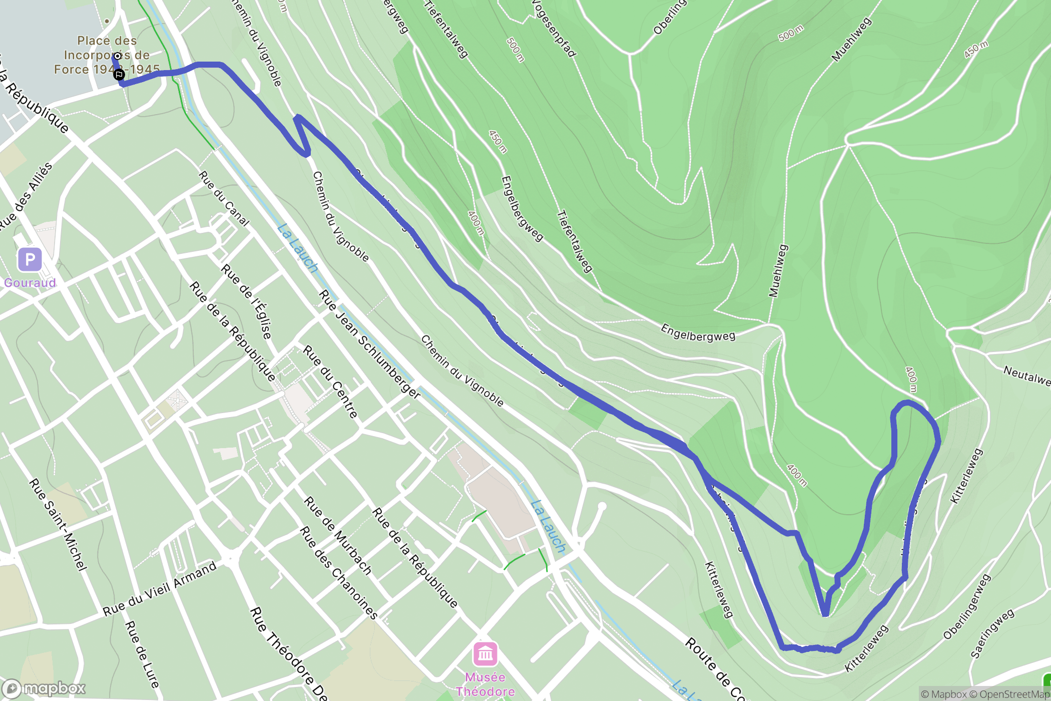 Guebwiller : carte du parcours de randonnée - France