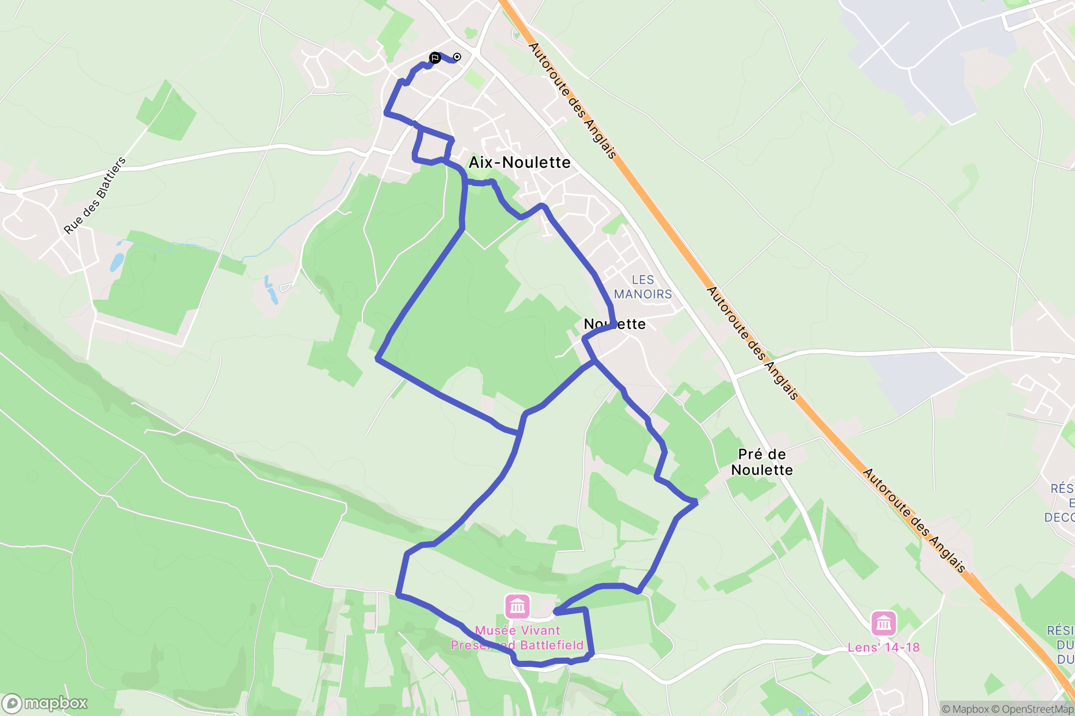 Aix-Noulette : carte du parcours de randonnée - France