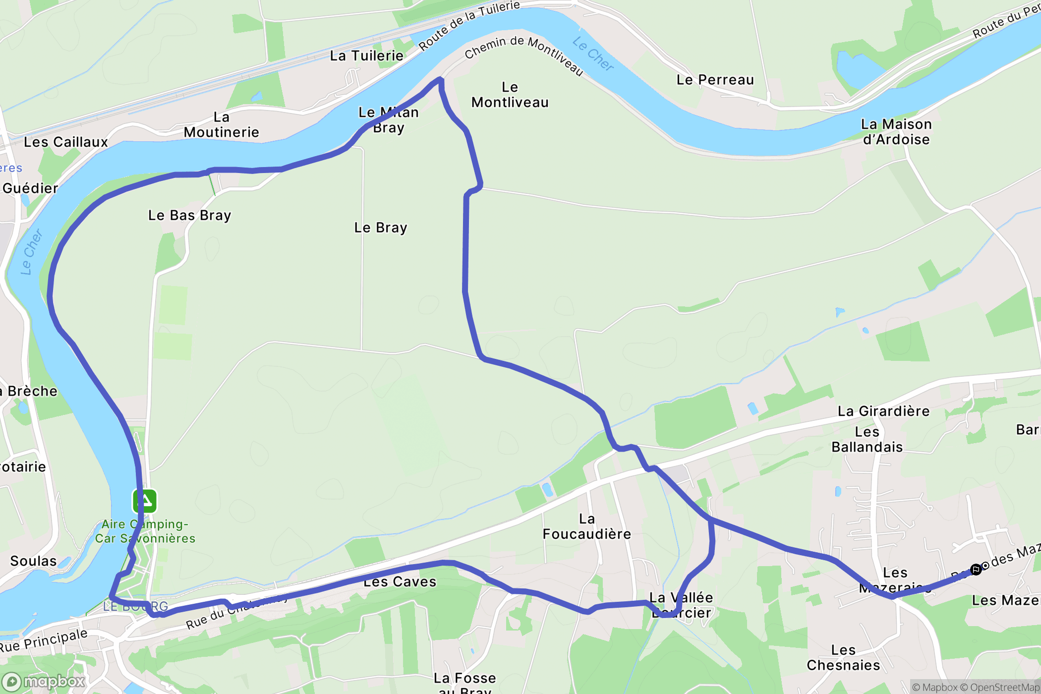 Savonnières : carte du parcours de randonnée - France