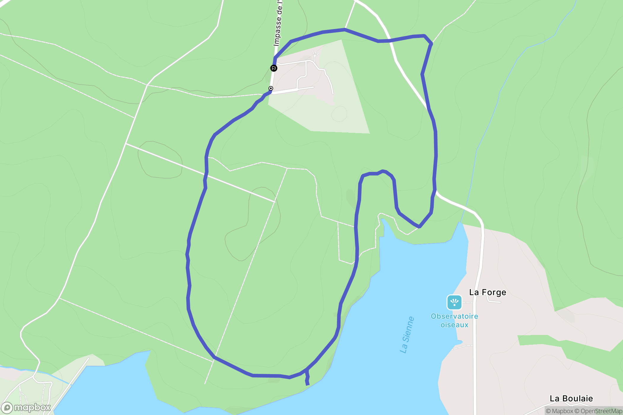 Noues de Sienne : carte du parcours de randonnée - France
