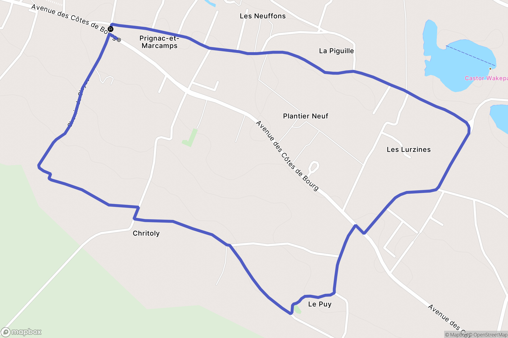 Prignac-et-Marcamps : carte du parcours de randonnée - France