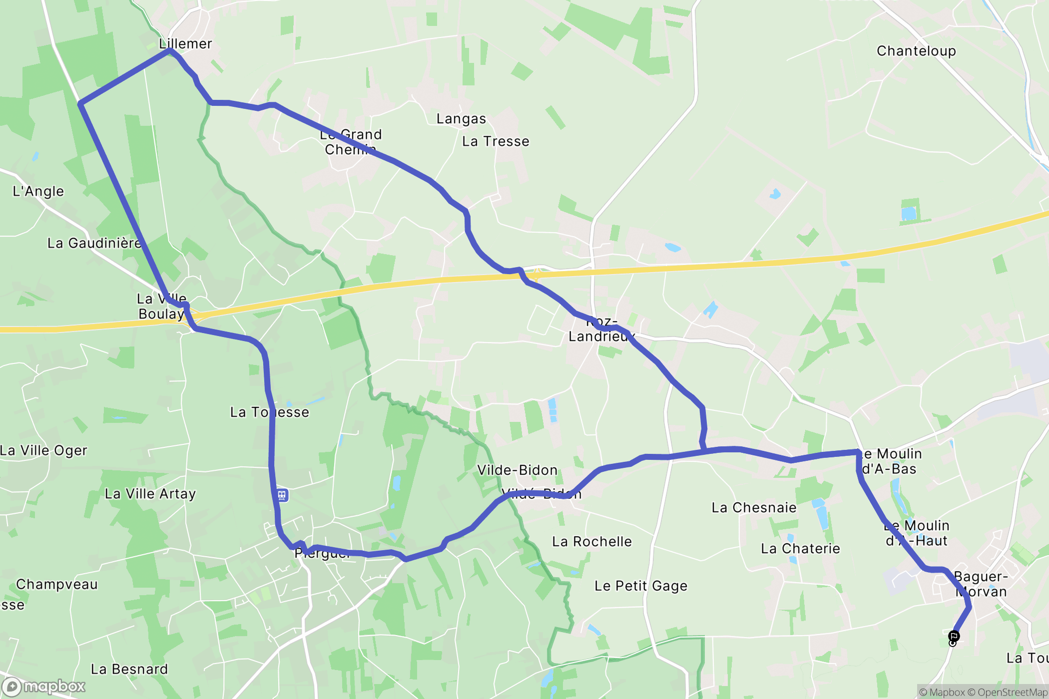 Baguer-Morvan : carte du parcours de randonnée - France