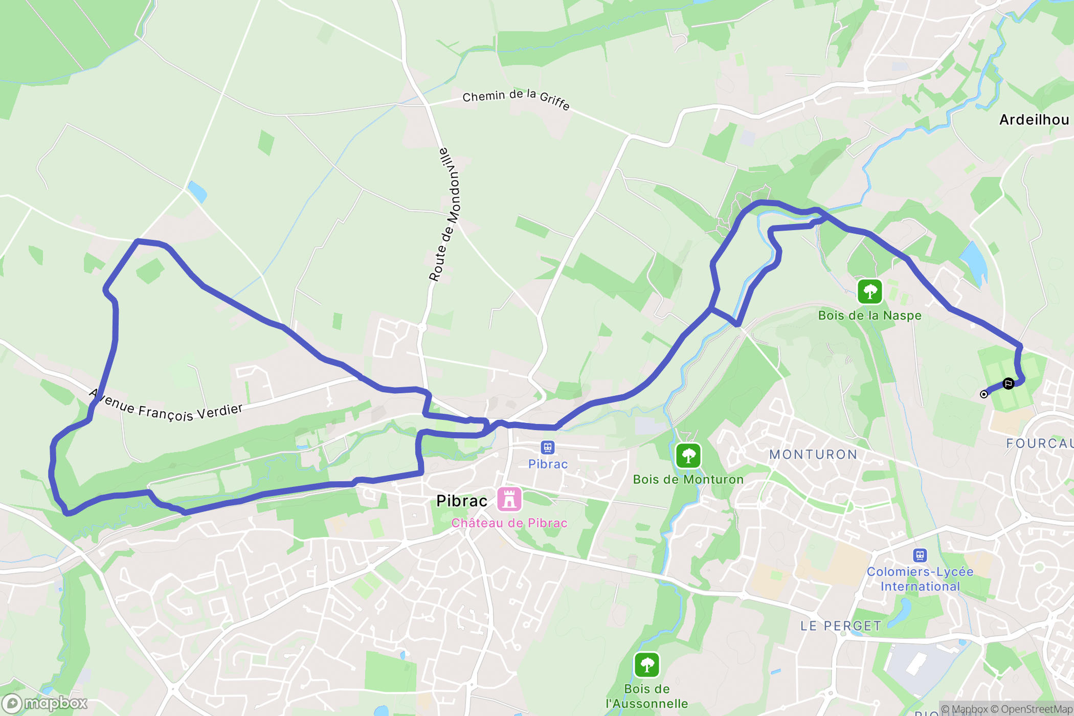 Colomiers : carte du parcours de randonnée - France