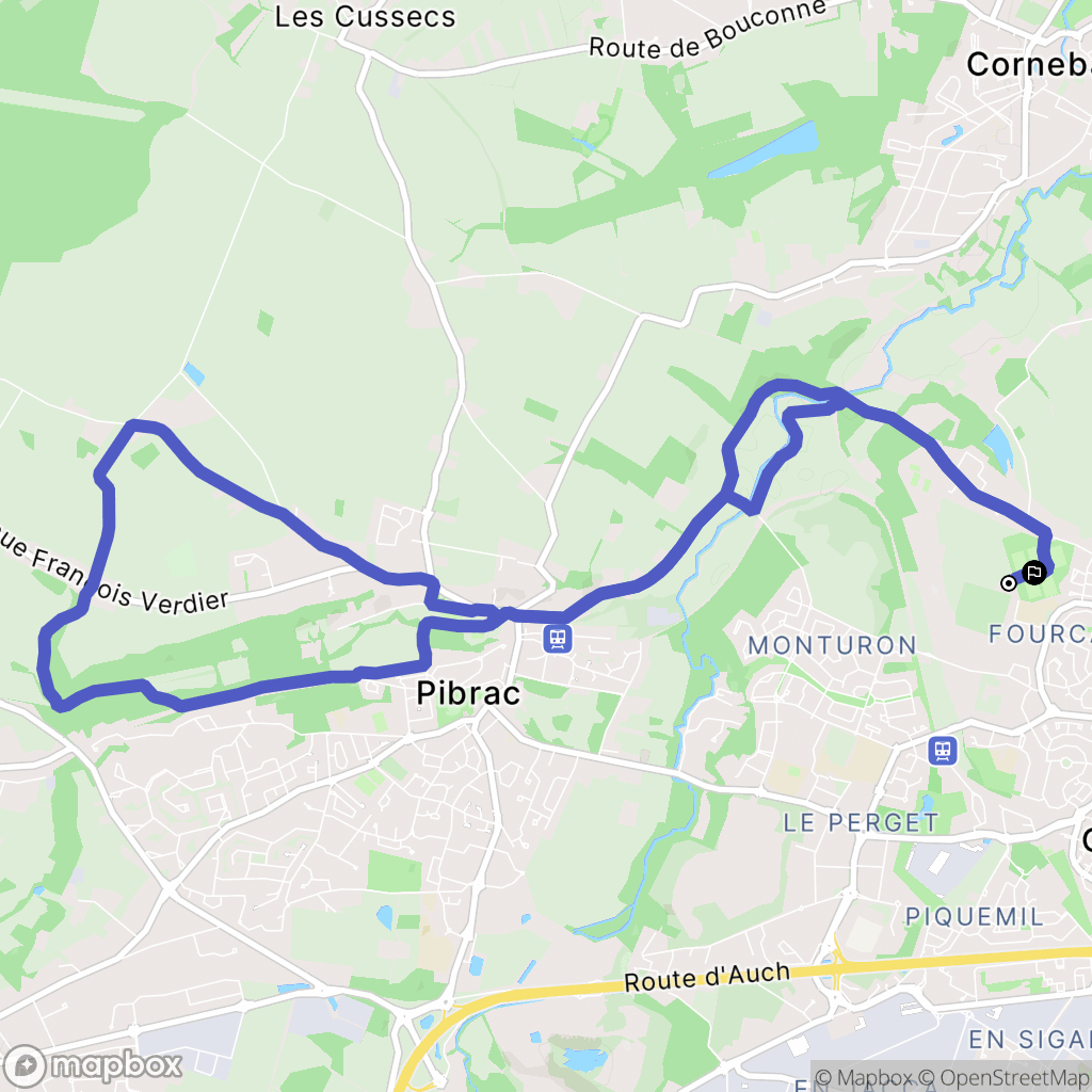 Colomiers : carte du parcours de randonnée - France
