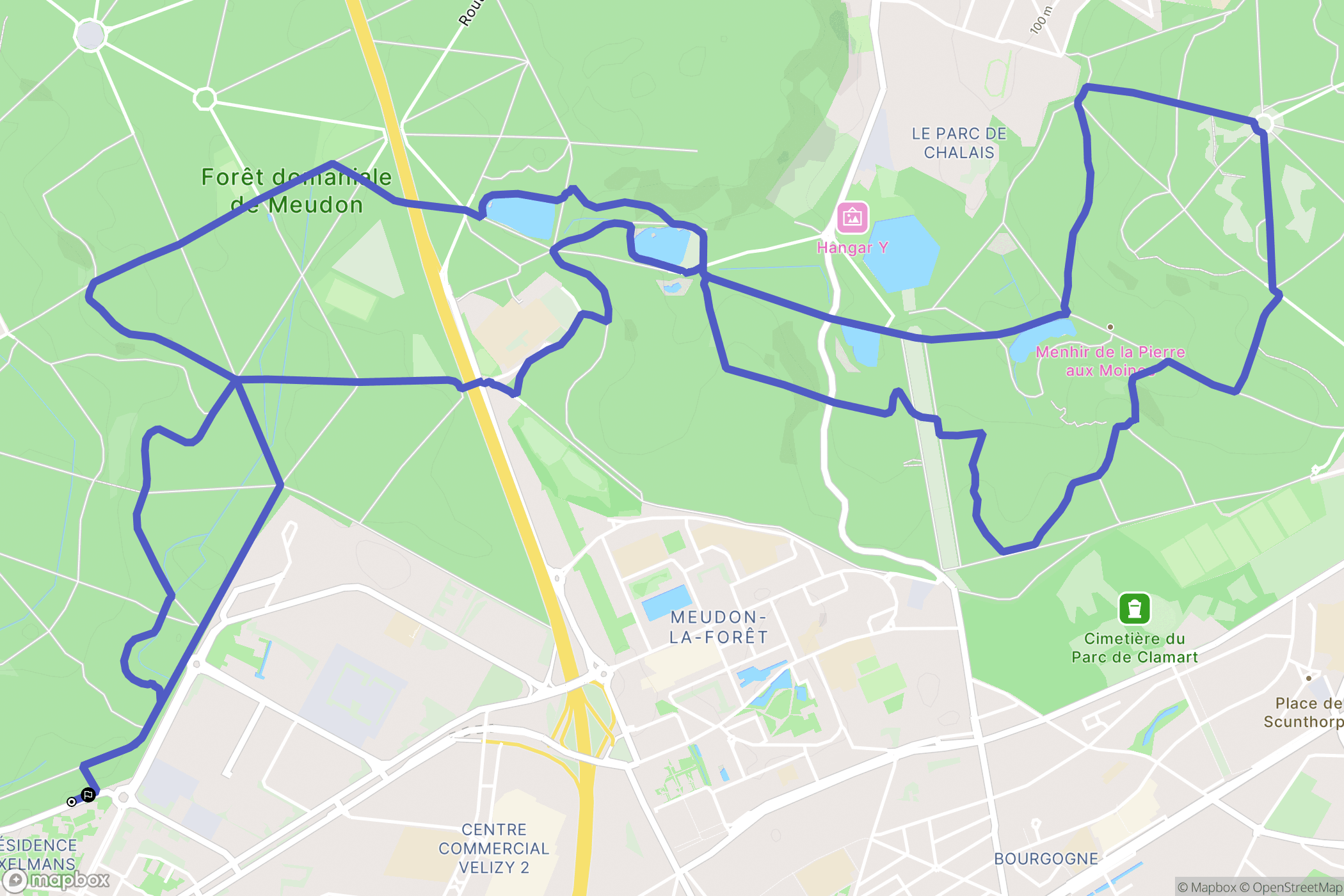 Vélizy-Villacoublay : carte du parcours de randonnée - France