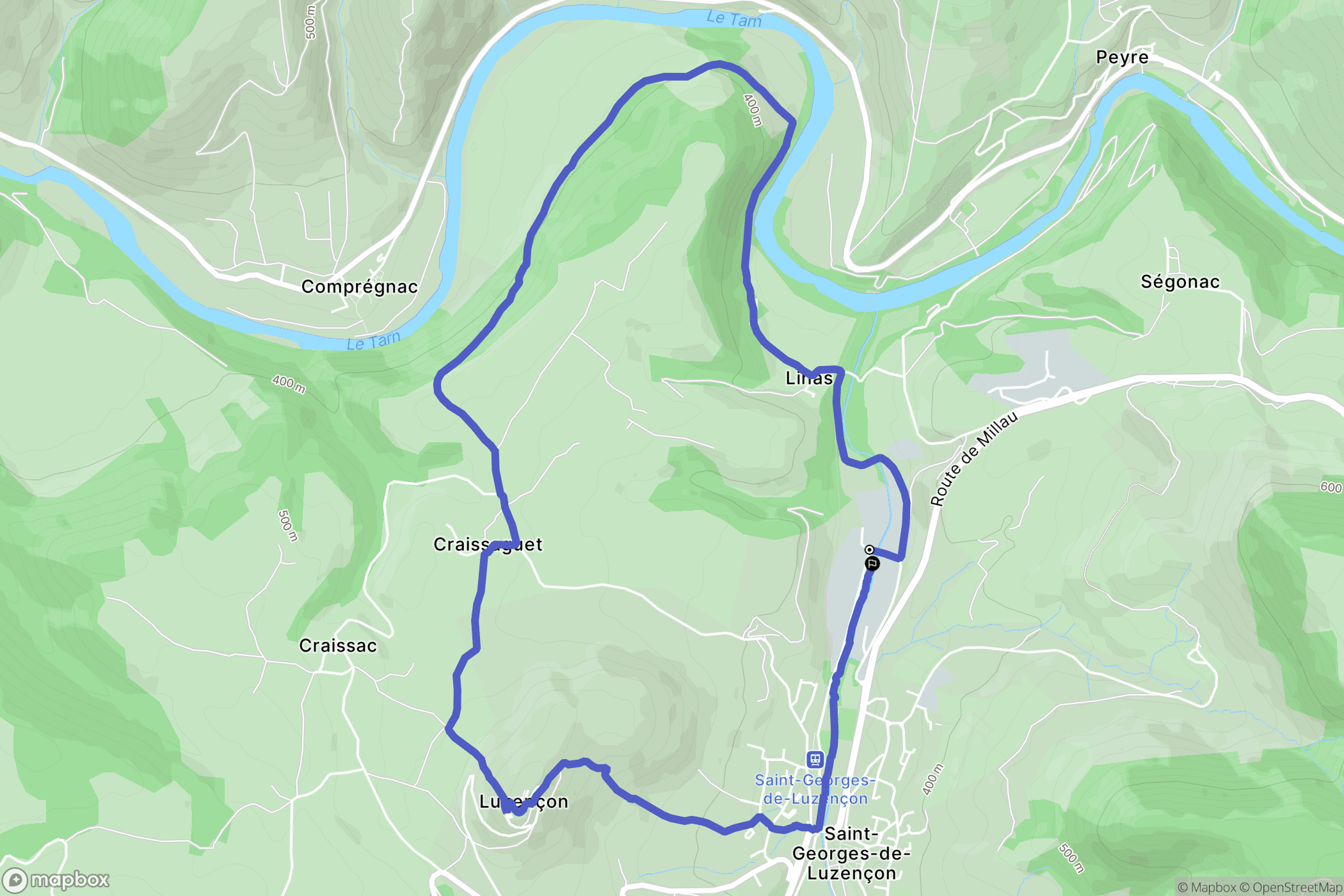 Saint-Georges-de-Luzençon : carte du parcours de randonnée - France