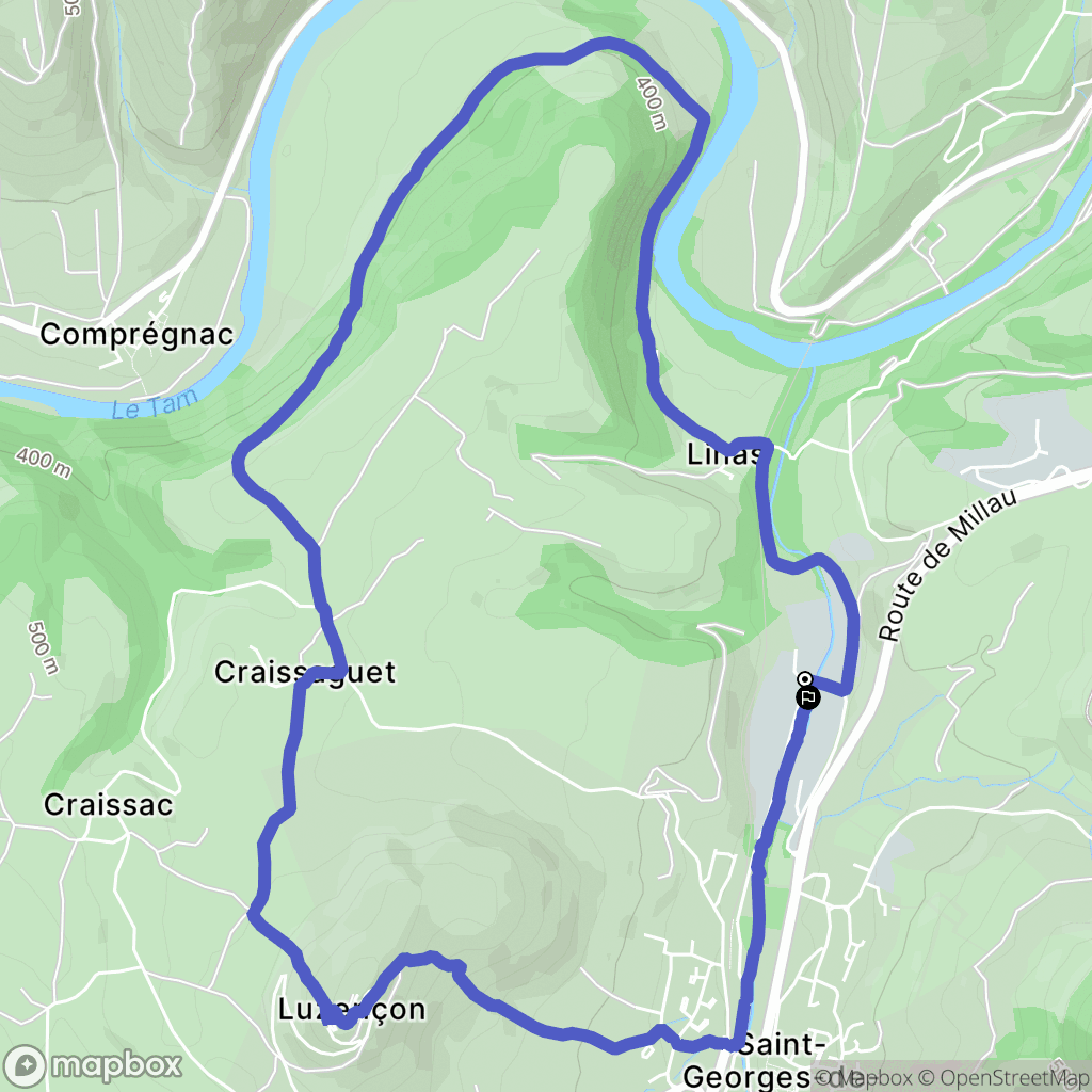Saint-Georges-de-Luzençon : carte du parcours de randonnée - France