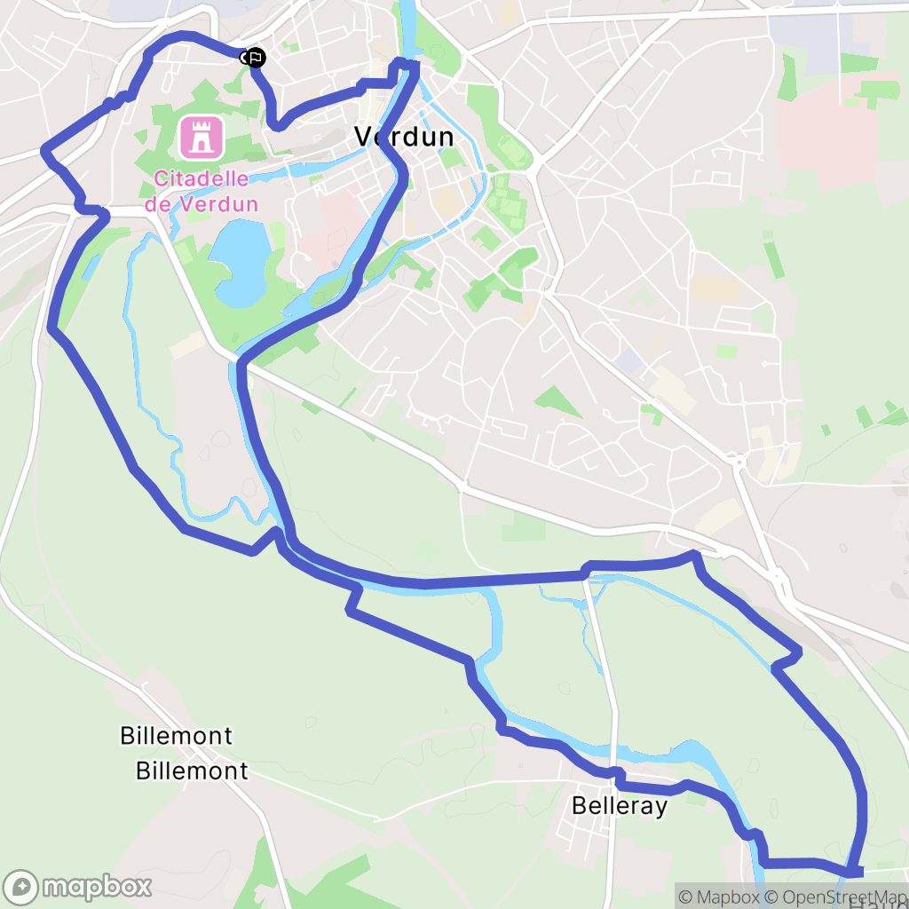 Verdun : carte du parcours de randonnée - France