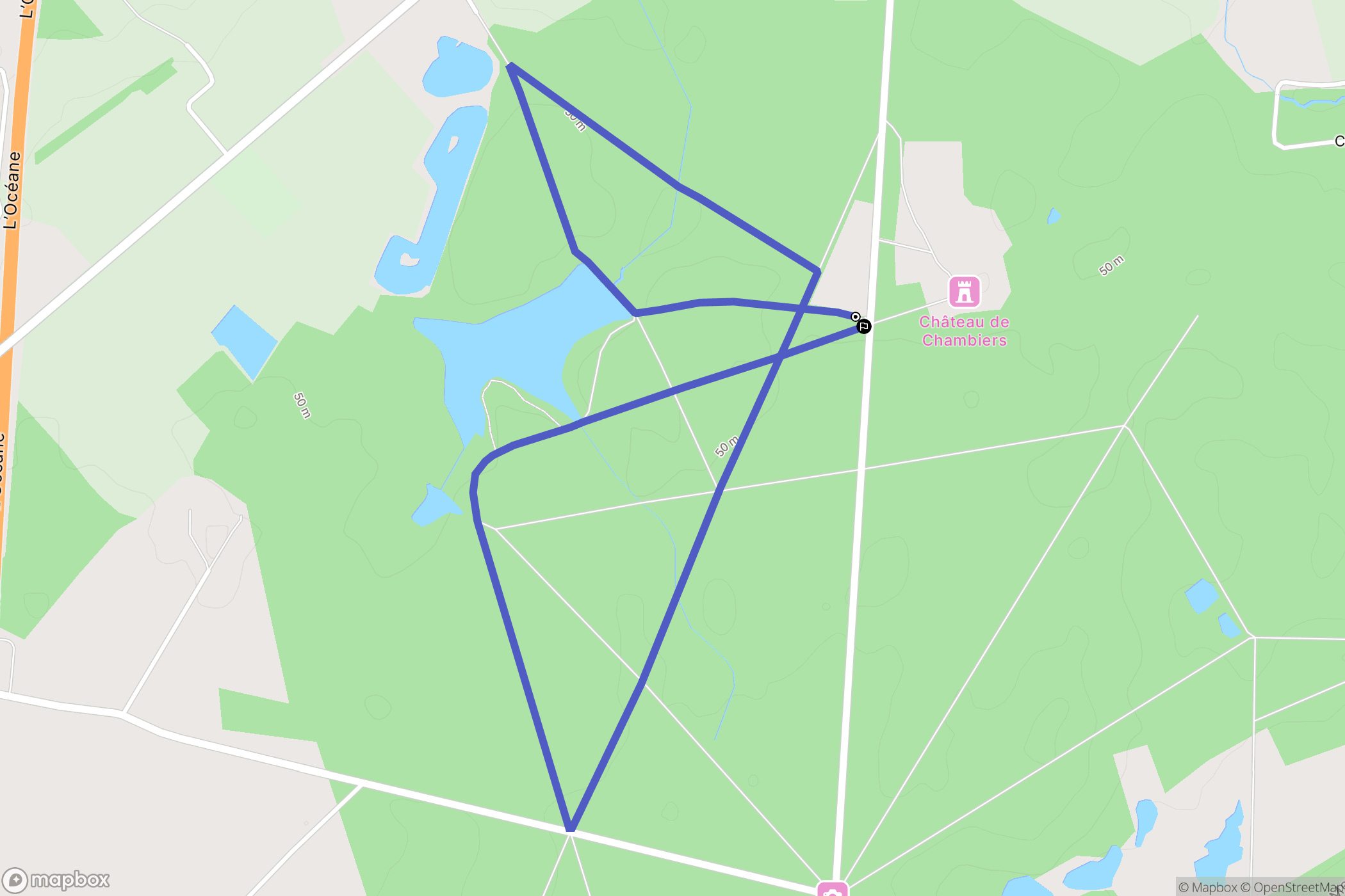 Durtal : carte du parcours de randonnée - France