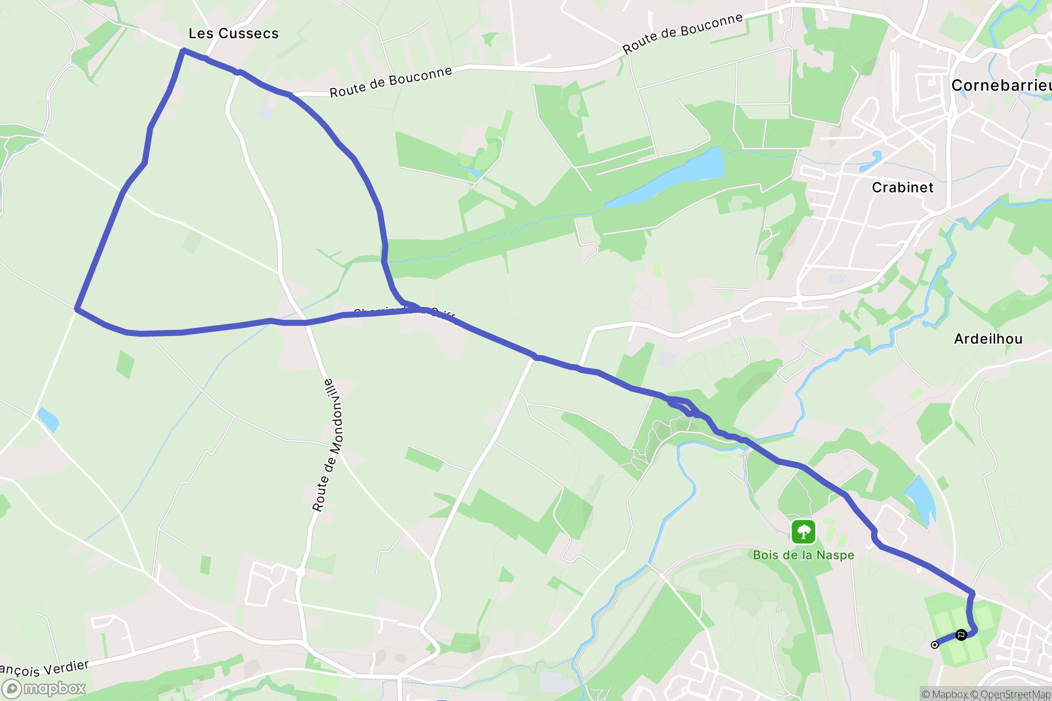 Colomiers : carte du parcours de randonnée - France