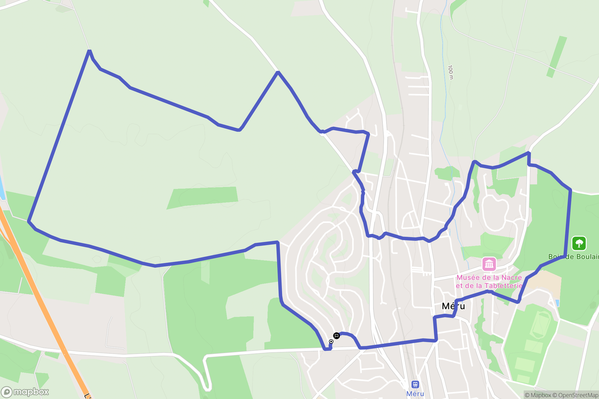Méru : carte du parcours de randonnée - France