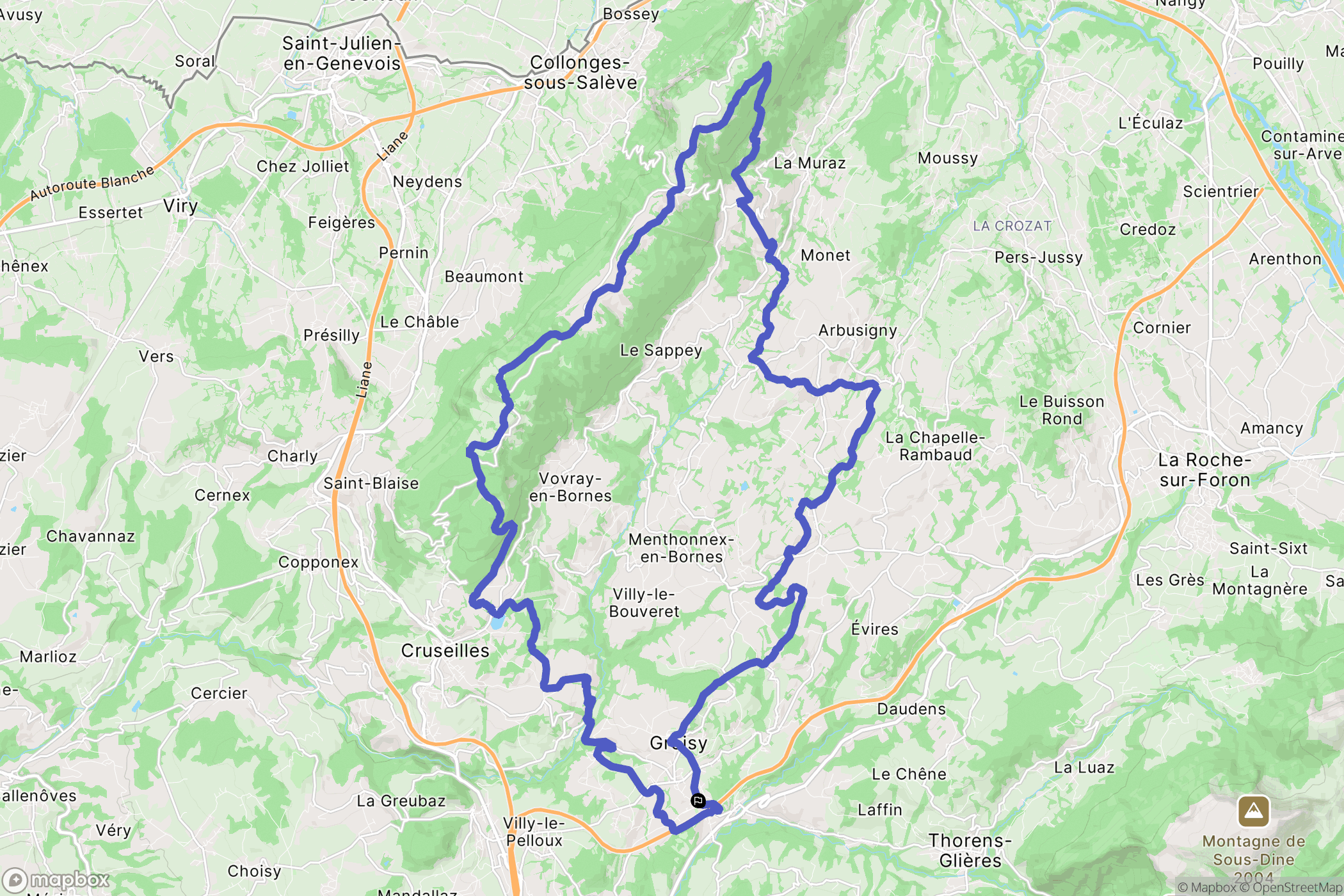 Groisy : carte du parcours de randonnée - France