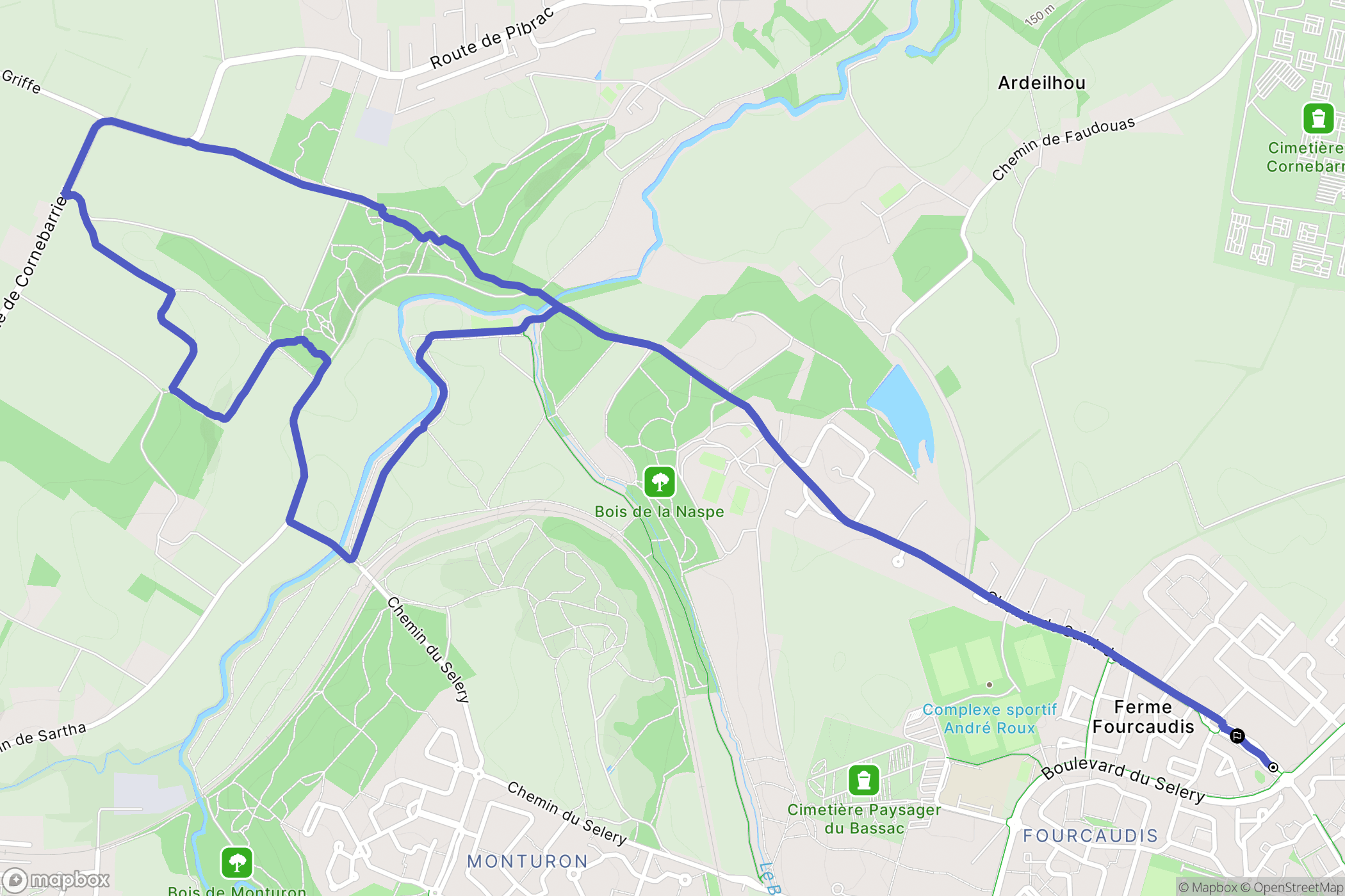 Colomiers : carte du parcours de randonnée - France
