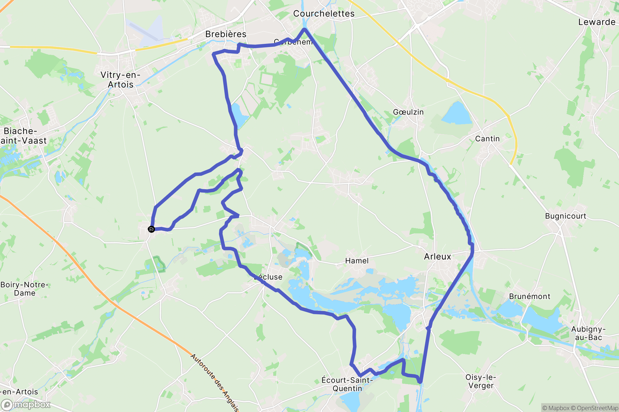 Sailly-en-Ostrevent : carte du parcours de randonnée - France