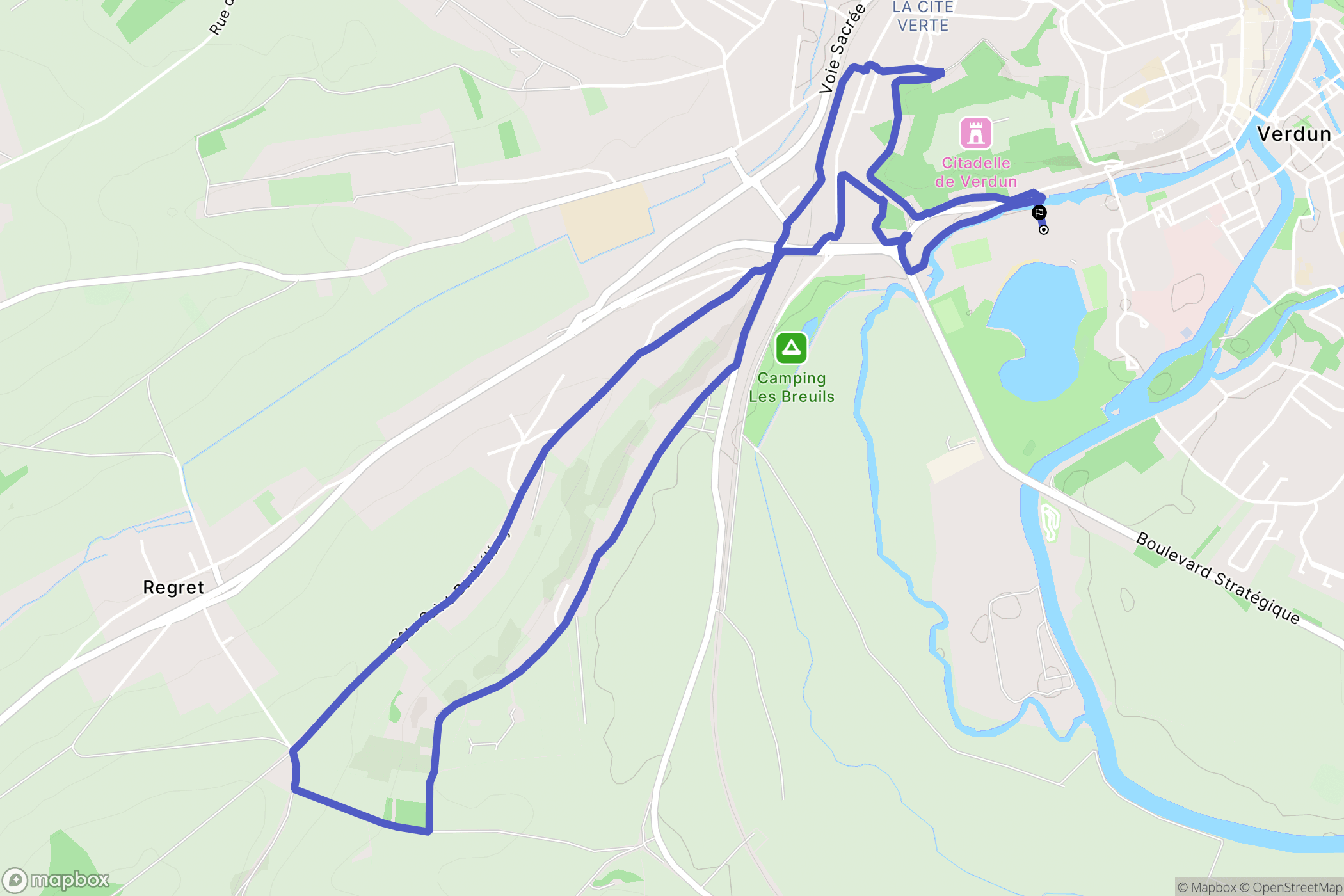 Verdun : carte du parcours de randonnée - France