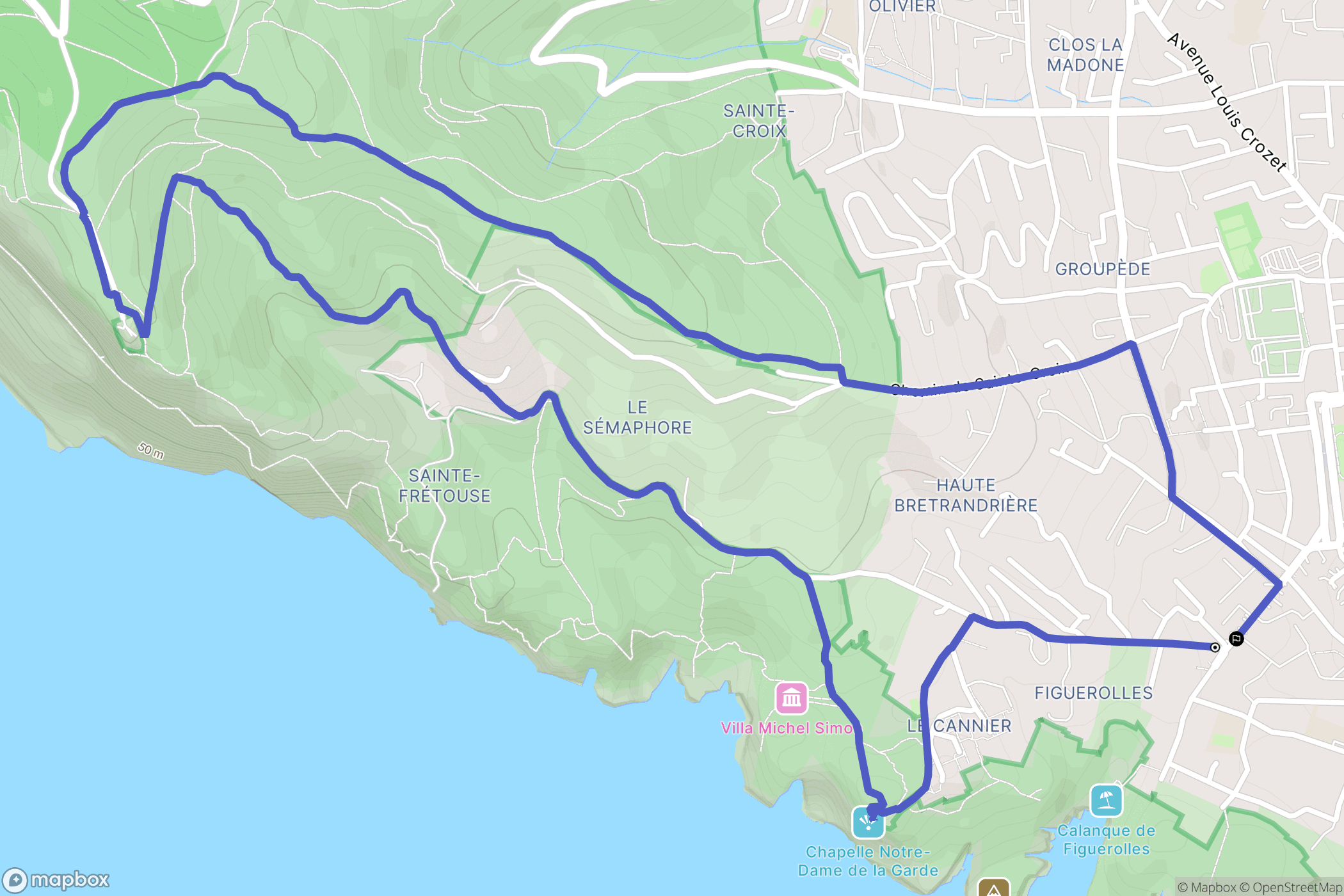 La Ciotat : carte du parcours de randonnée - France