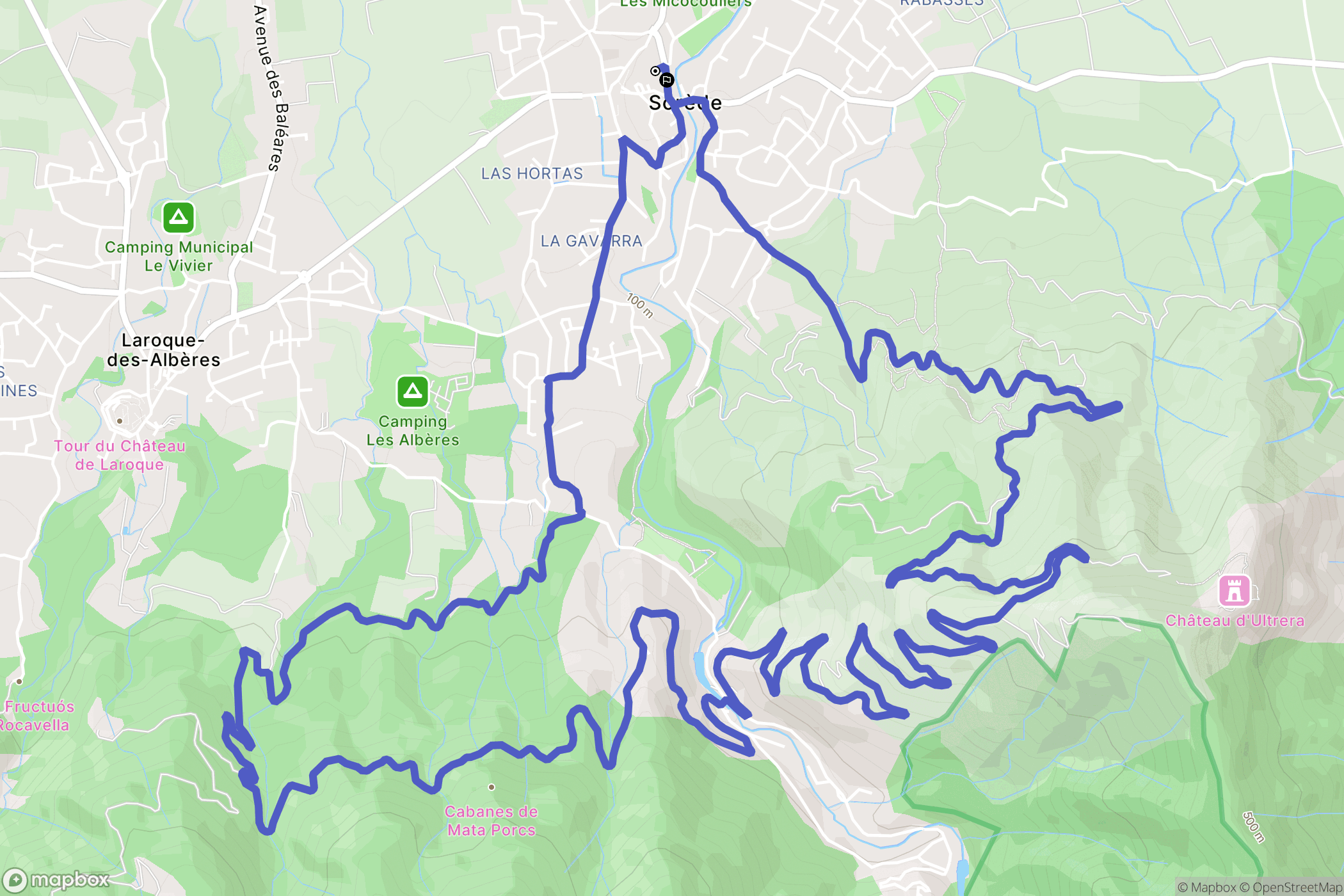 Sorède : carte du parcours de randonnée - France