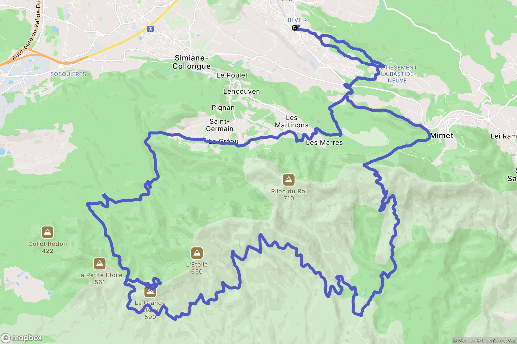 Gardanne : carte du parcours de randonnée - France