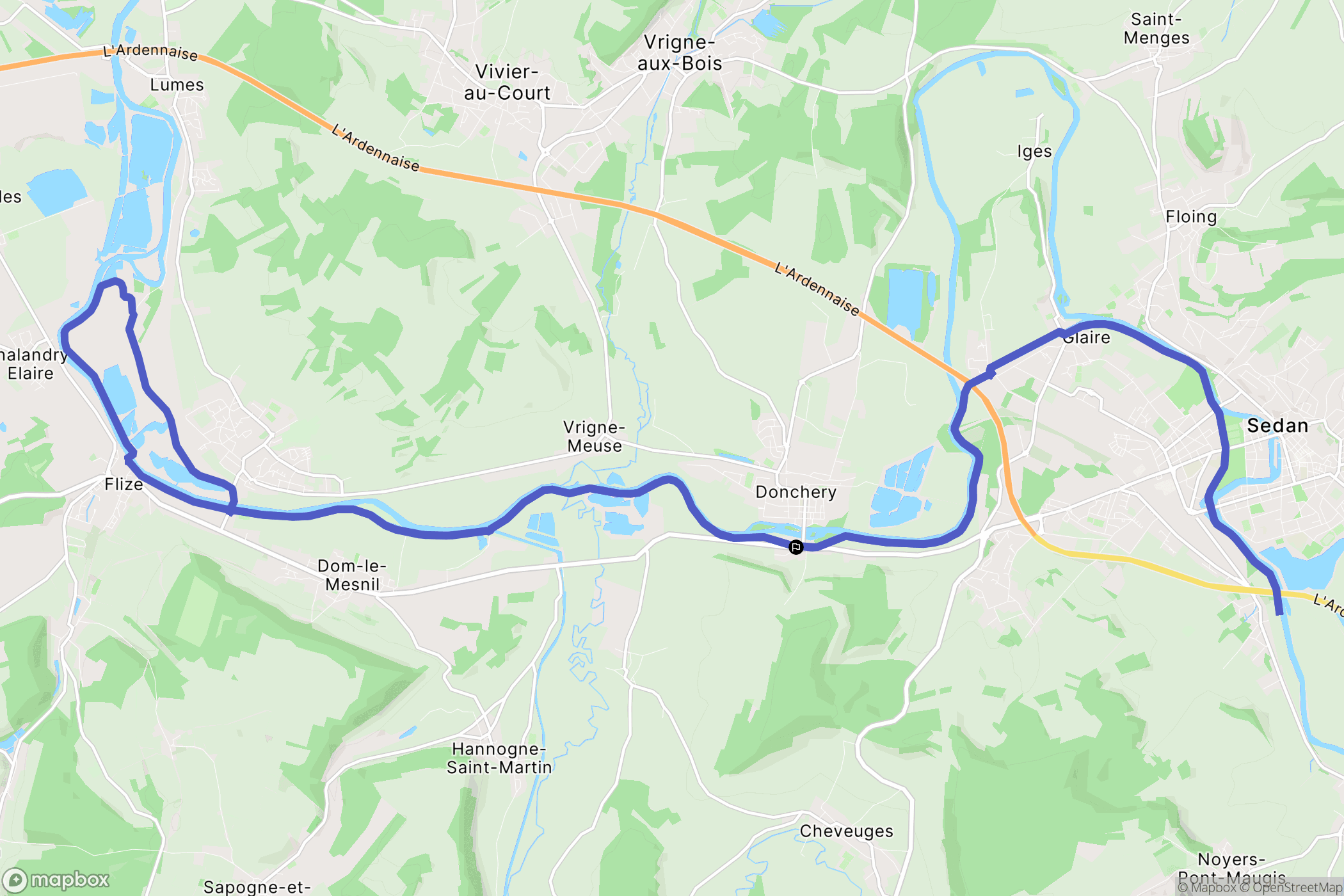 Donchery : carte du parcours de randonnée - France