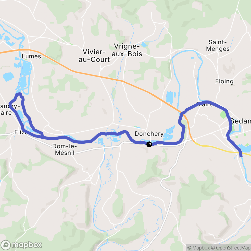Donchery : carte du parcours de randonnée - France