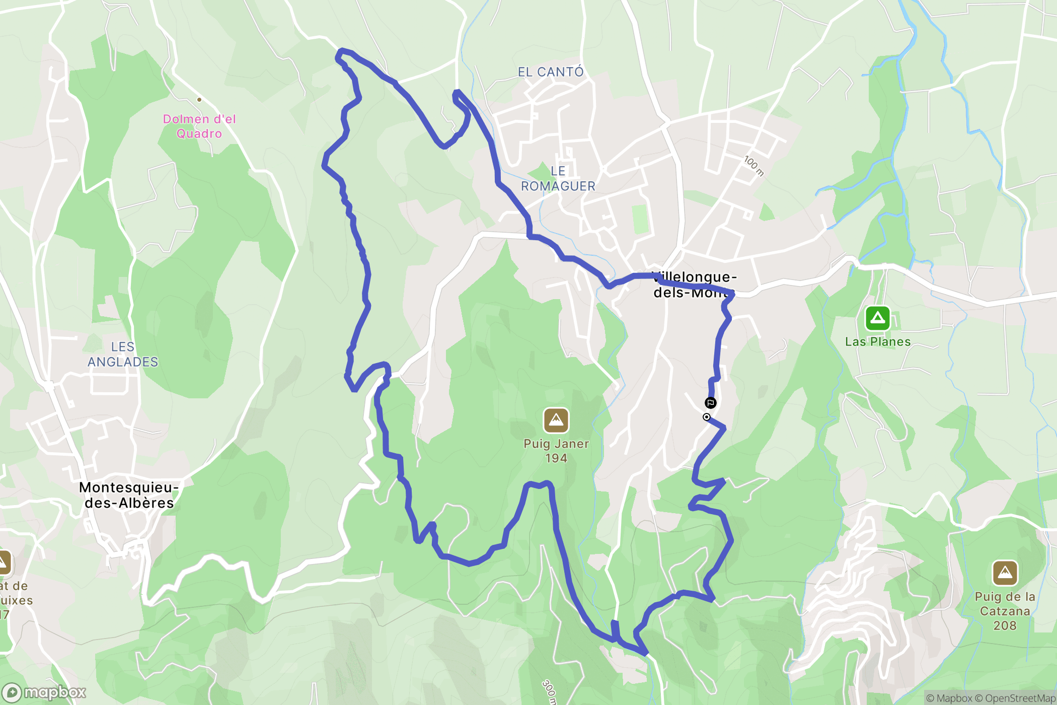 Villelongue-Dels-Monts : carte du parcours de randonnée - France