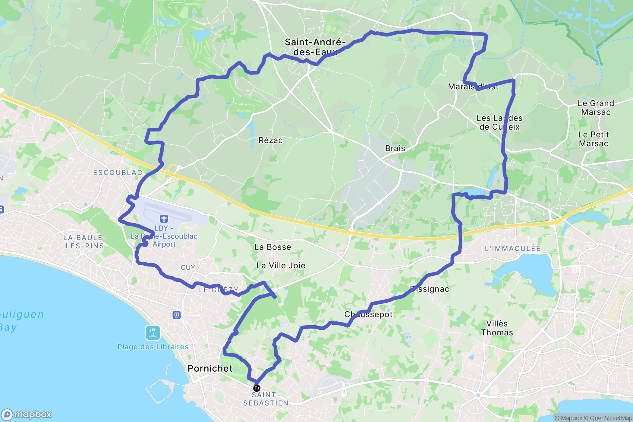Pornichet : carte du parcours de randonnée - France
