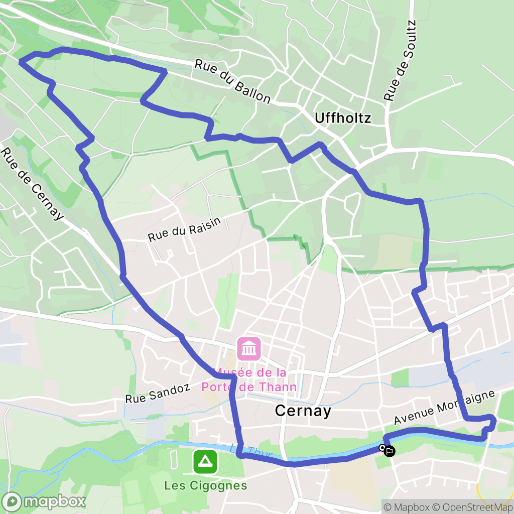 Cernay : carte du parcours de randonnée - France