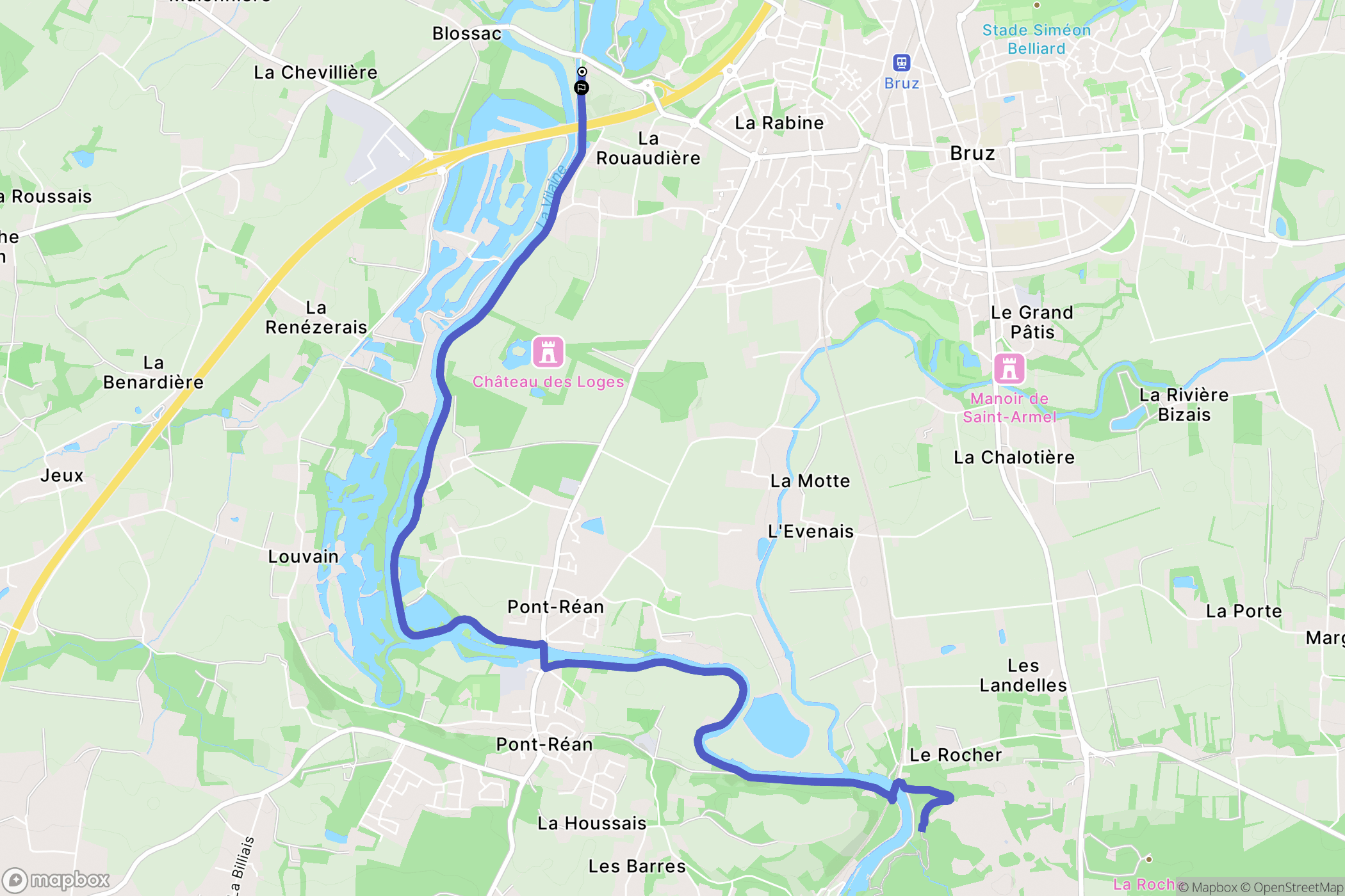 Bruz : carte du parcours de randonnée - France