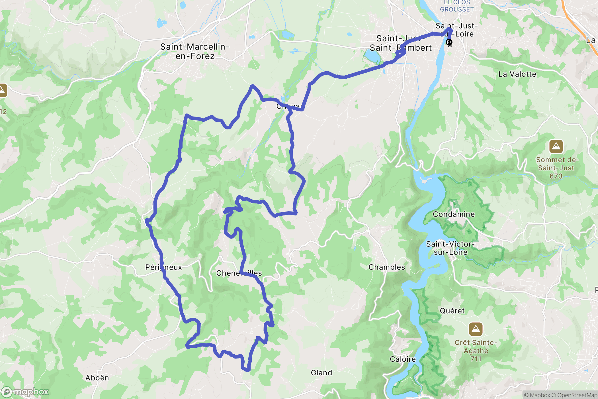 Saint-Just-Saint-Rambert : carte du parcours de randonnée - France