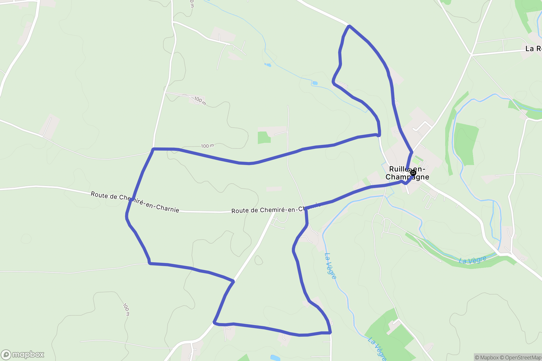 Ruillé-en-Champagne : carte du parcours de randonnée - France
