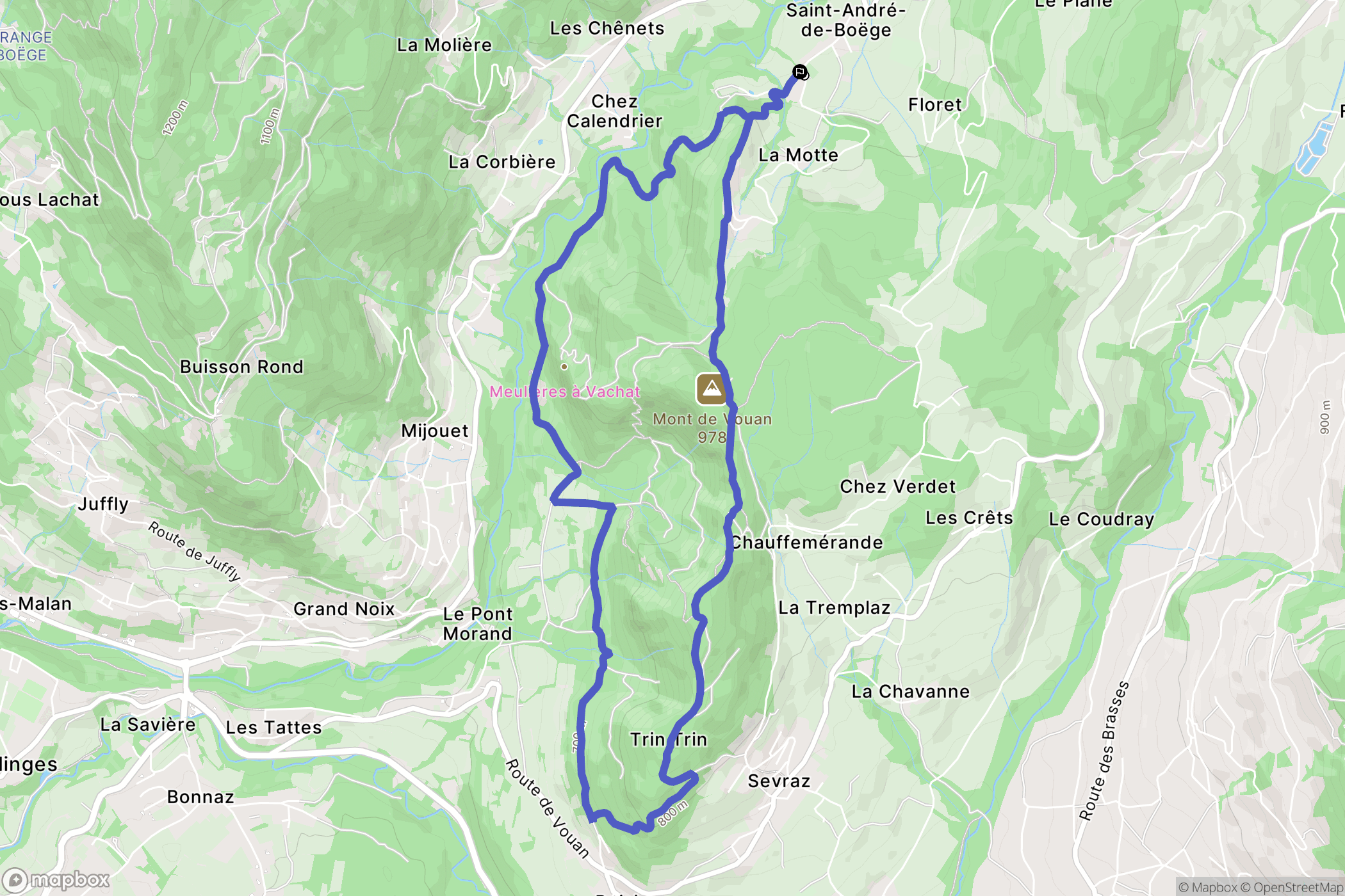 Saint-André-de-Boëge : carte du parcours de randonnée - France
