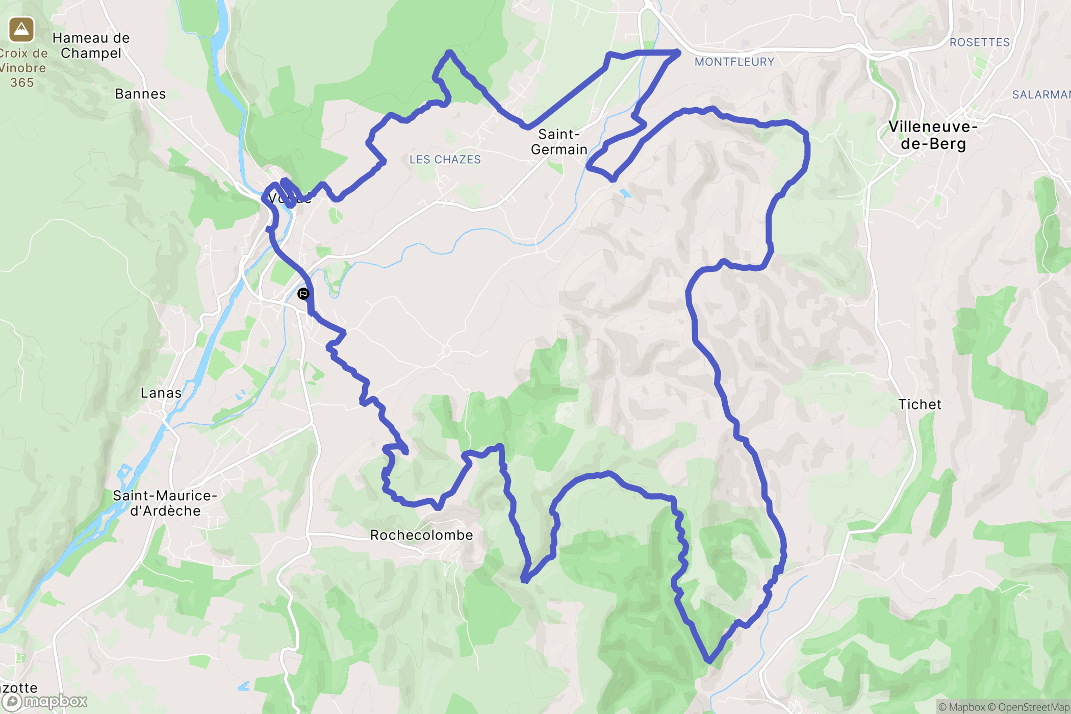 Vogüé : carte du parcours de randonnée - France