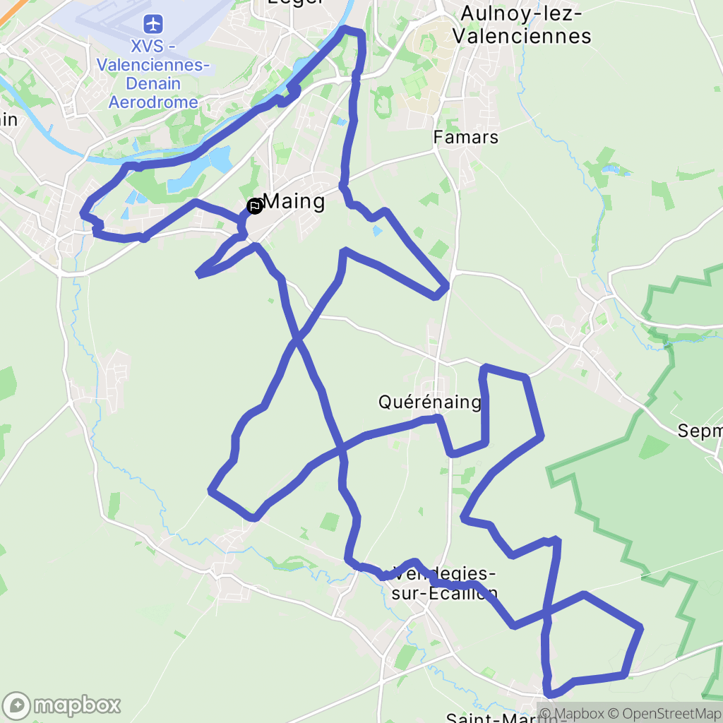 Maing : carte du parcours de randonnée - France