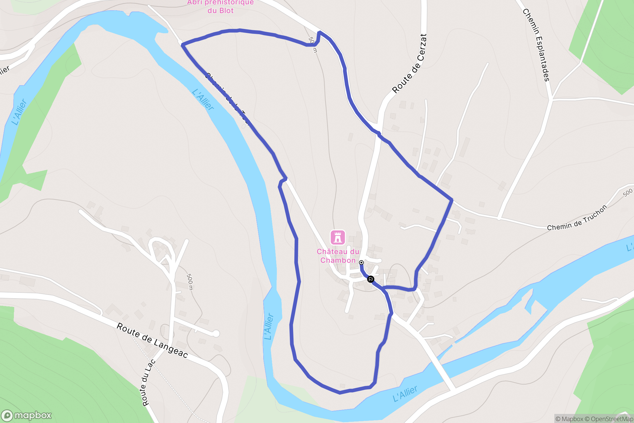 Cerzat : carte du parcours de randonnée - France